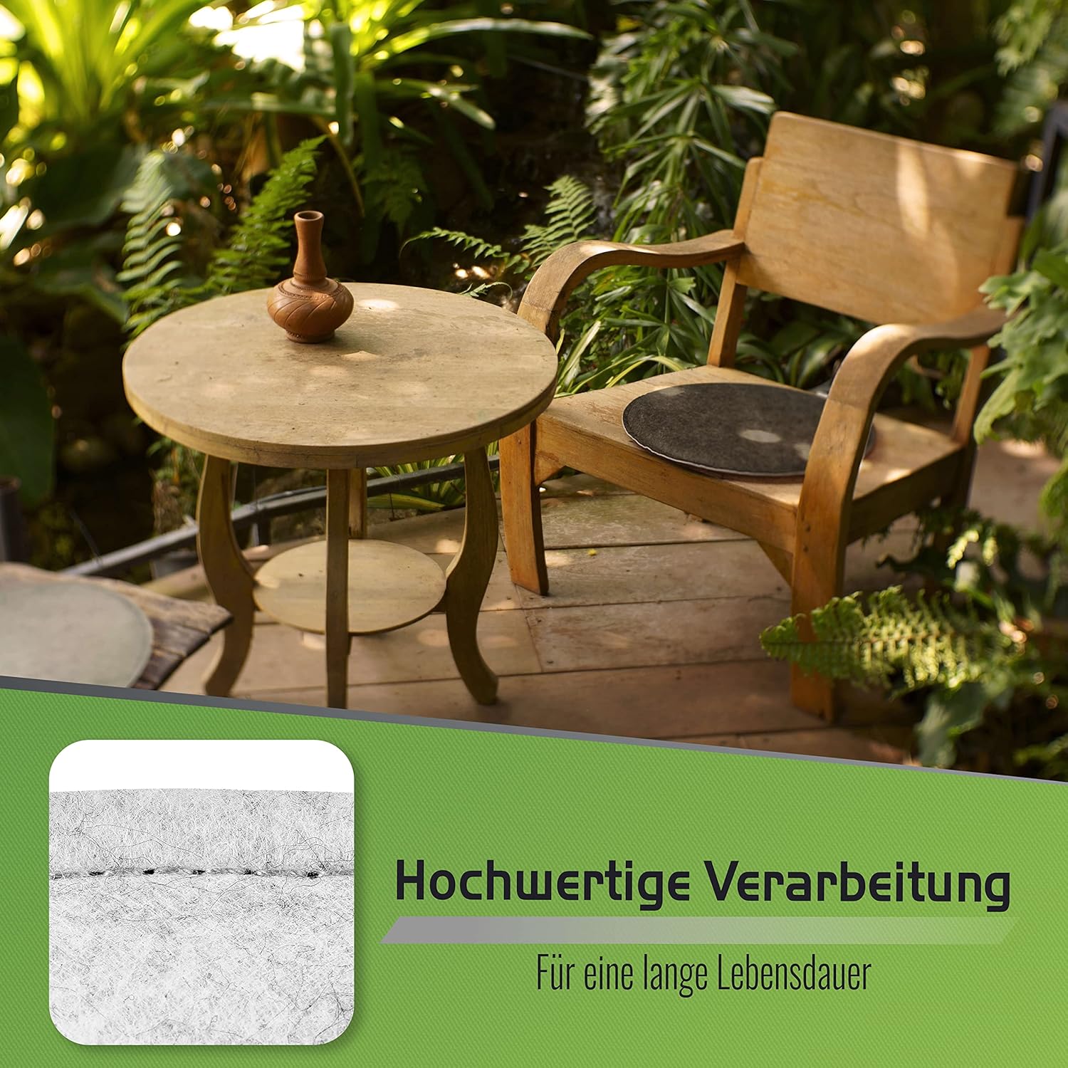 Balinco Runde Sitzkissen, 4er-Set, Stuhlkissen aus Filz, zweifarbig Anthrazit & Hellgrau, waschbare Filzkissen für Esszimmer, Gartenstuhl, Hocker & Bank – Bild 6