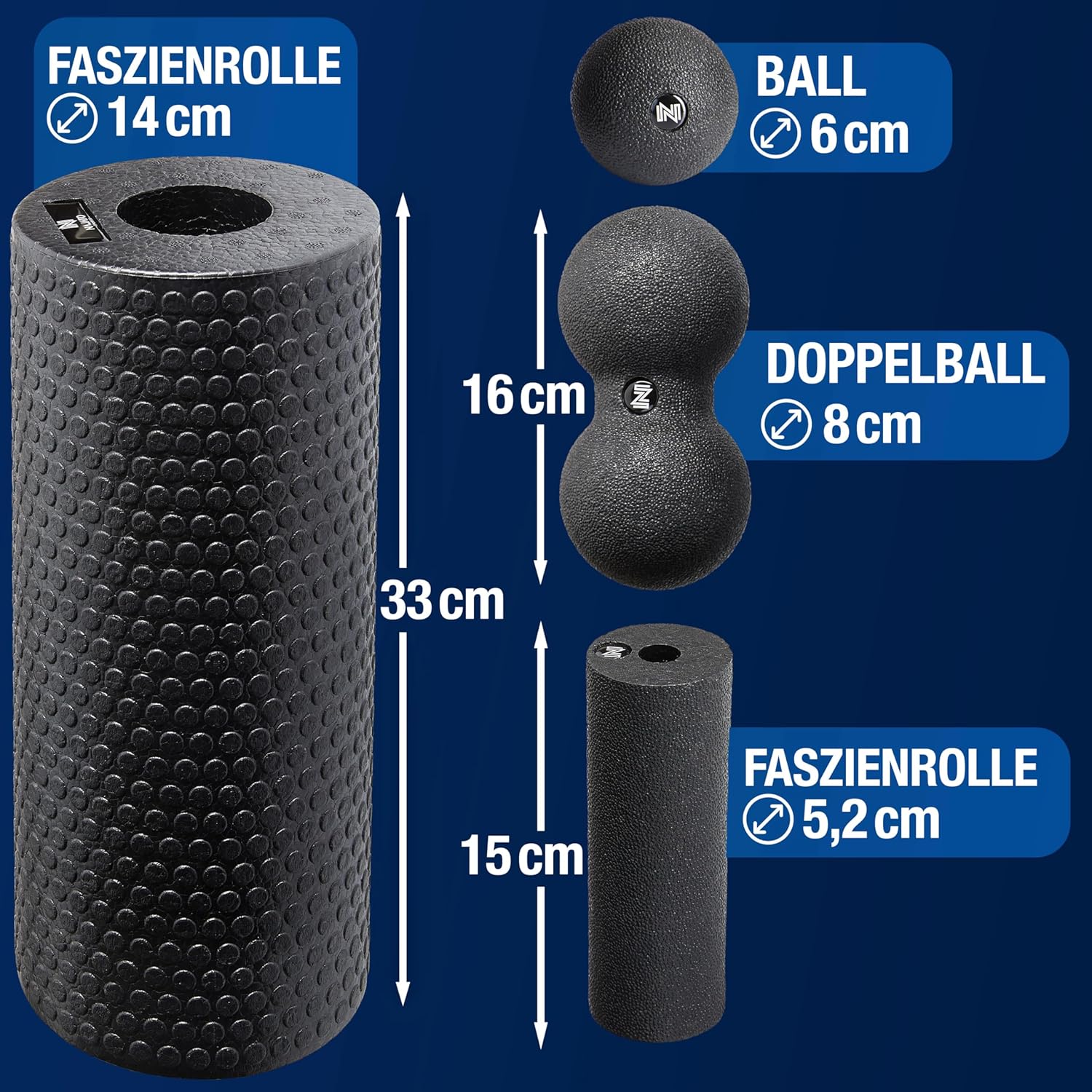 NAJATO Sports Faszien-Set – inklusive Faszienrolle, Faszienball, Duoball & Ebook (PDF-Datei) – verschiedene Set-Zusammenstellungen für die Tiefenmassage – Bild 2