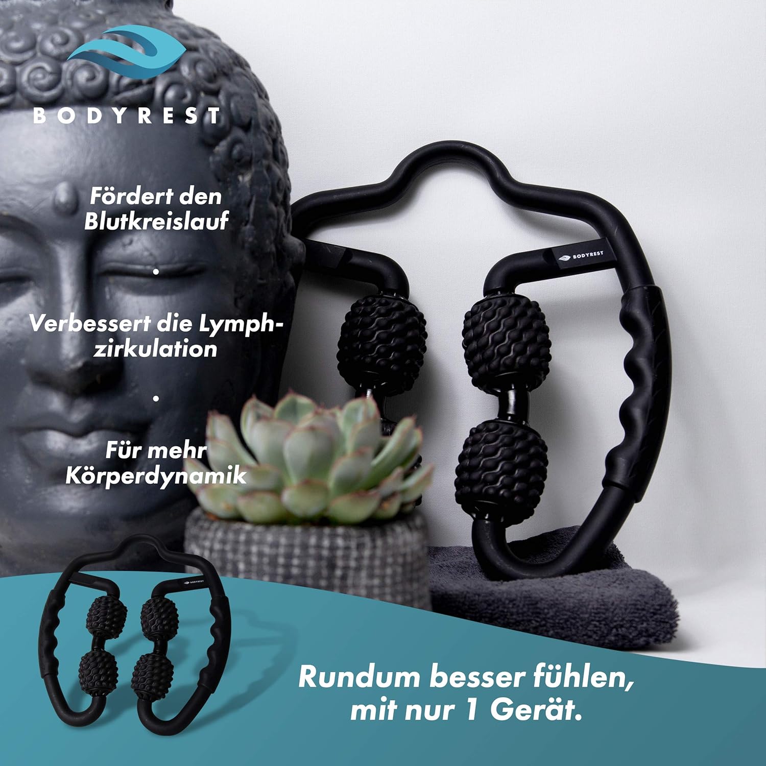 BodyRest Muskelmassageroller, Faszienroller und Massagegerät. Wohlbefinden für Nacken und Schulter, Oberschenkel, Beine, Arme und Füße. Erleben Sie Entspannung, Selbstmassage und die Welt der Faszien., rosa – Bild 4