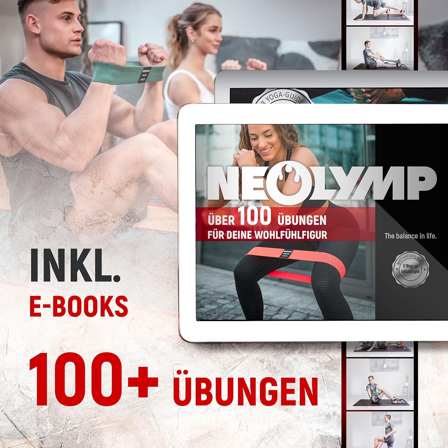Neolymp Premium Fitnessbänder für den professionellen Sporteinsatz + Buch mit über 100 Übungen, Fitnessband, Thermoband, Widerstandsband, Terraband für Pilates / Crossfit – Bild 6