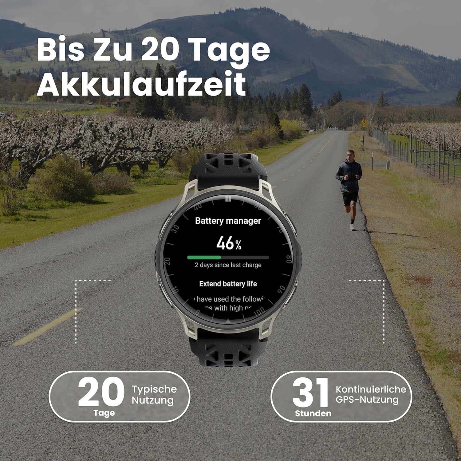 Amazfit Cheetah Lauf-Smartwatch mit Dualband-GPS, Routennavigation und Offline-Karten, Trainingsvorlage, Herzfrequenzmesser, integrierter Alexa, Ladezeit: ca. 2 Stunden, Titan, Einheitsgröße – Bild 6