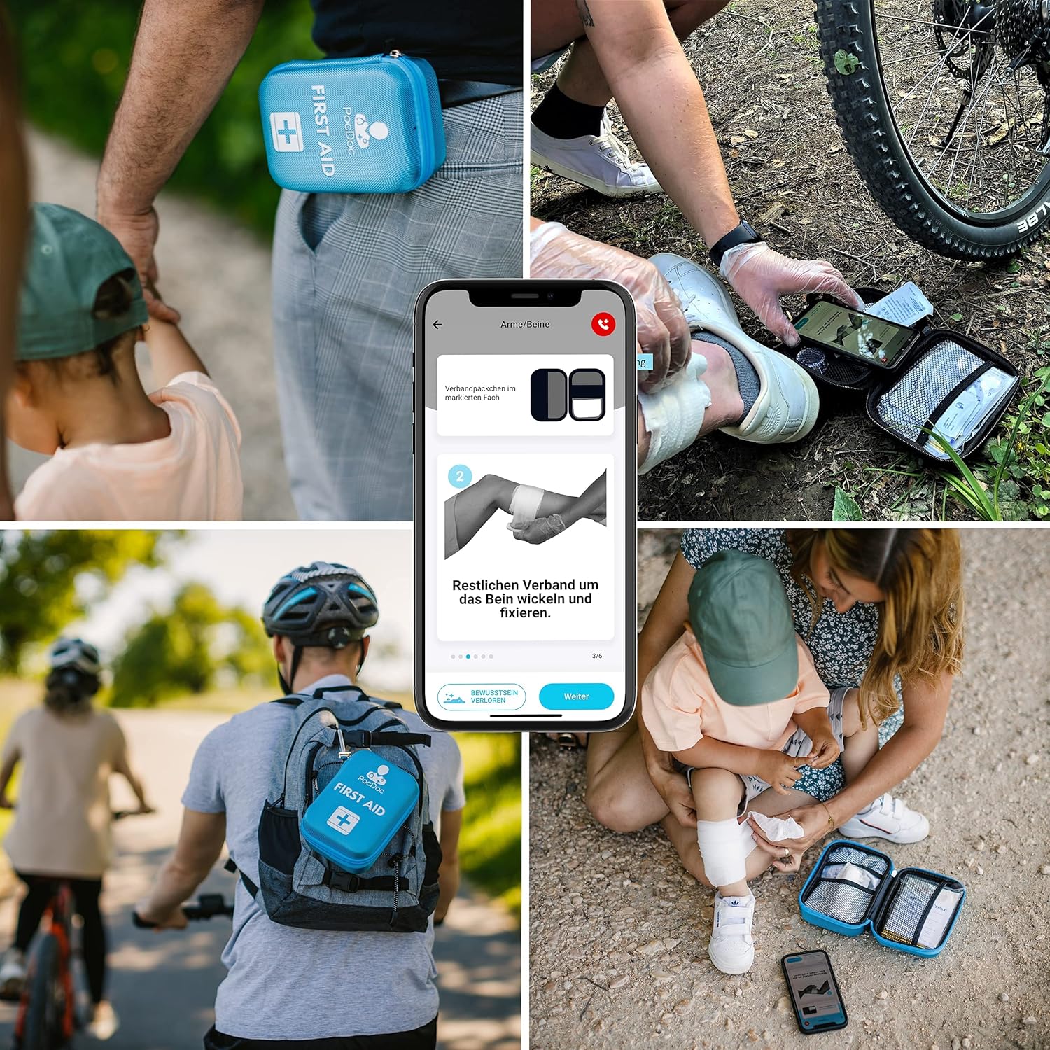 PocDoc Outdoor Smart Erste-Hilfe-Set nach DIN 13167 mit App – Reise, Sport & Motorrad + Pinzette & Wundreinigungstücher – Bild 6