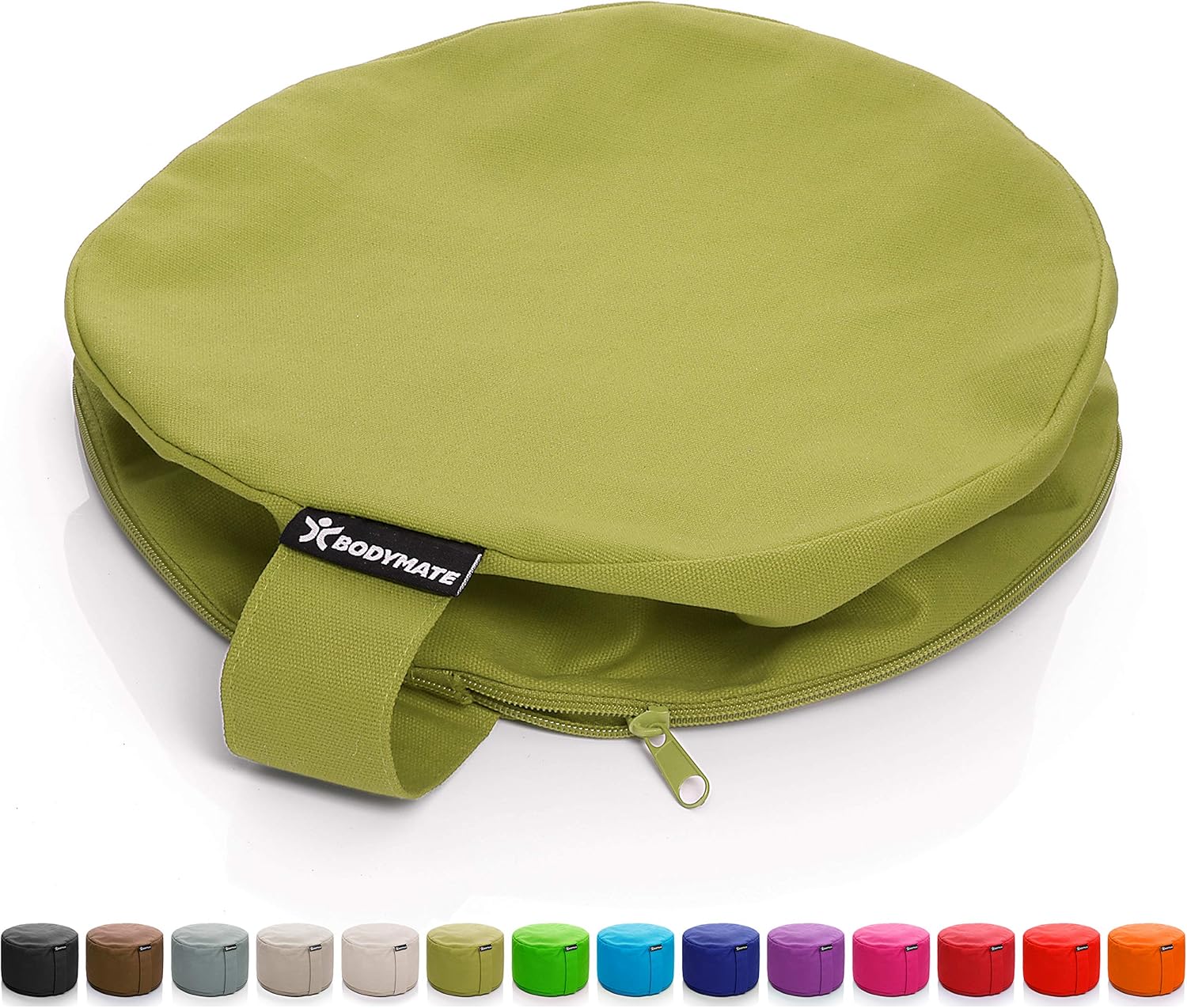BODYMATE rundes Yogakissen 31cm Durchmesser 13cm hoch mit Buchweizenfellfüllung – maschinenwaschbarer Bezug aus 100% extra dicker Baumwolle – Meditationskissen – Sitzkissen – Bild 9