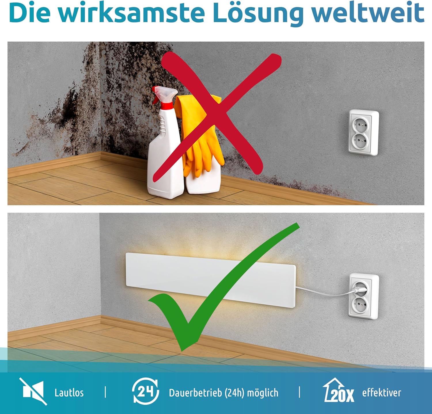 ELIAS Mold Dry – Schimmelentferner für Wand und Badezimmer – ohne Chemikalien – für immer schimmelfrei – die Alternative zu Schimmelspray und Schimmelfarbe für innen weiß – Bild 2