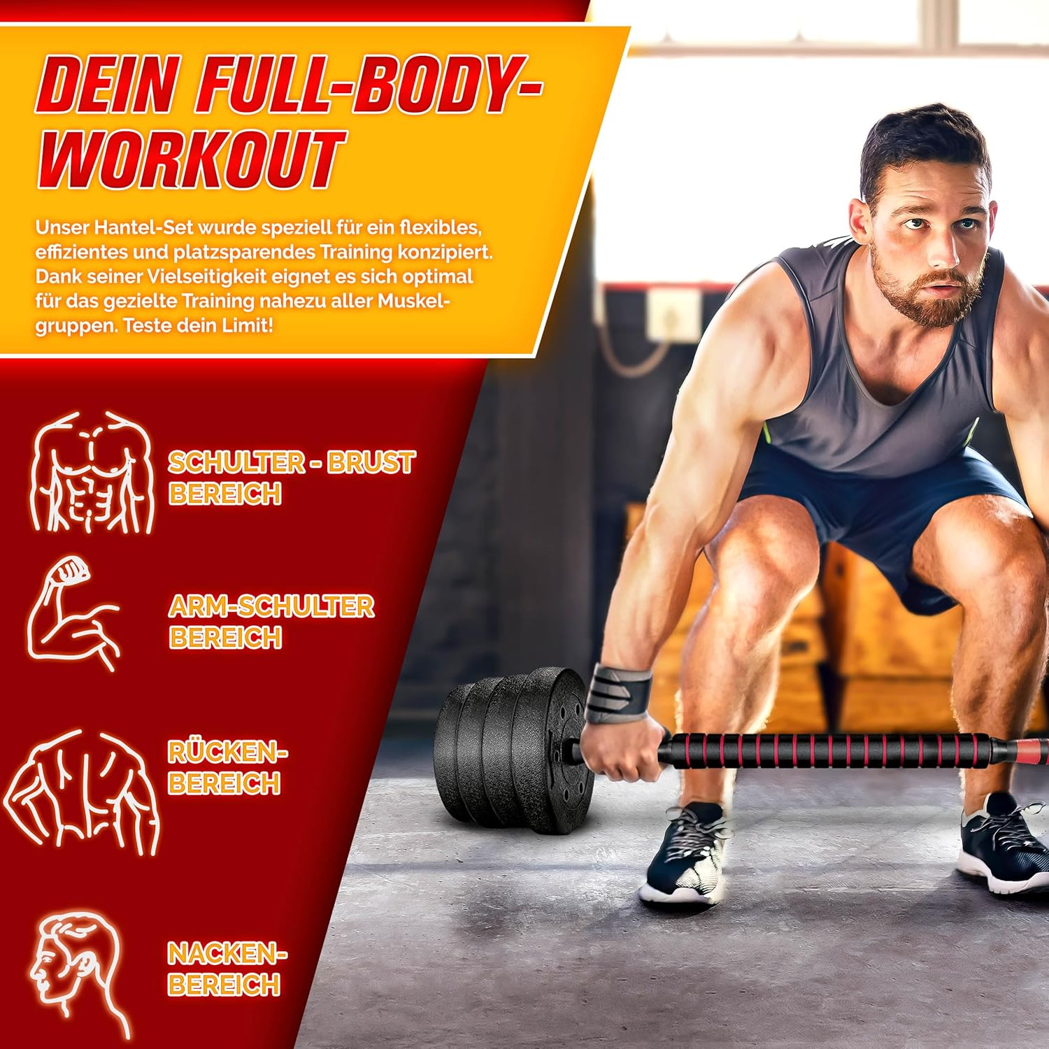 RE:SPORT 2-in-1-Hantelset 15–30 kg, verstellbare Hantel- und Langhantel-Spinlock-Kragen und Verbindungsrohr – Bild 6