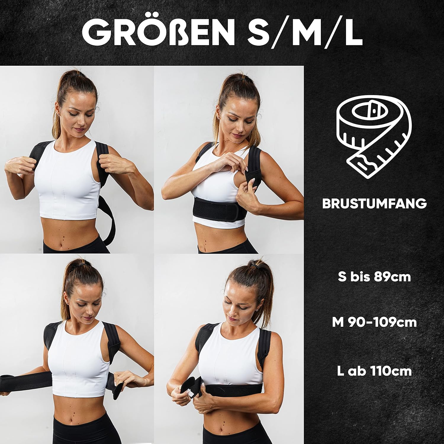 Haltungskorrektur für Männer und Frauen, 3-in-1-Rückenglätter und Rückenstütze für perfekte Haltung und Schulterschmerzen, verstellbarer Schultergurt mit Fitnessband und Premium-Videokurs (M) – Bild 6