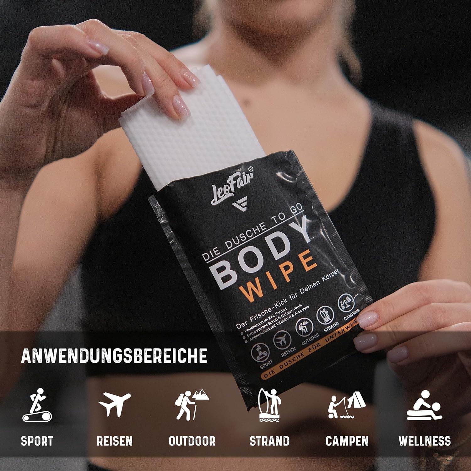 Body Wipes Einweg-Waschlappen XXL – Feuchte Waschlappen für Reisen, Camping, Festival & Unterwegs – 10 große Feuchttücher einzeln verpackt für Gesicht und Körper – Bild 6