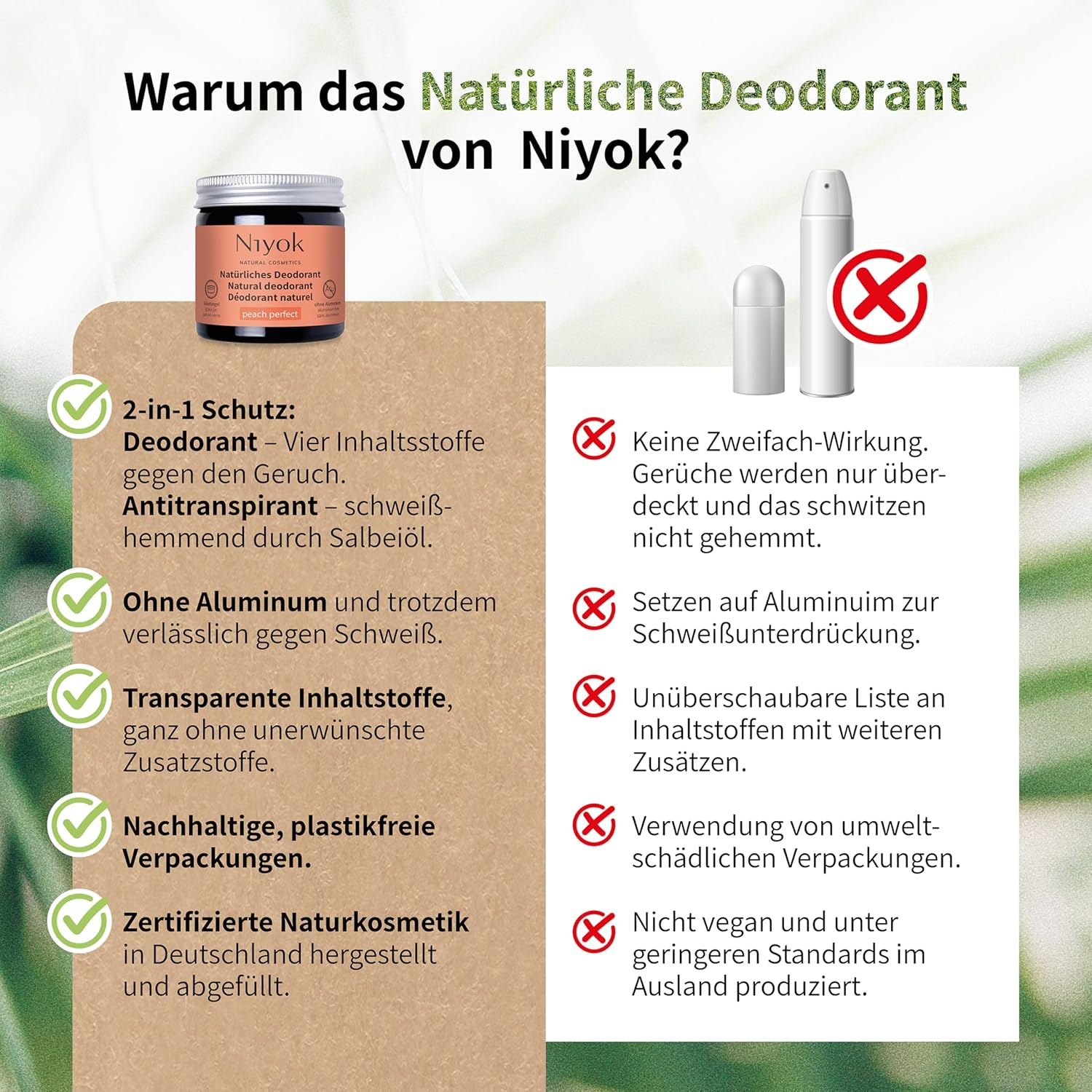 Niyok 2-in-1 Antitranspirant Deocreme „Green Touch“ (40 ml) • Natürliches Deo ohne Aluminium • 24h Schutz vor Geruch und Schweiß • Deocreme Unisex • Feste Deocreme vegan – Bild 5
