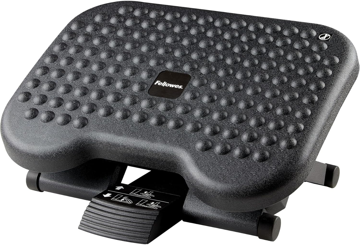 Fellowes Everyday Plus Fußstütze – Ergonomische Fußstütze mit rutschfester Unterseite – Ideal für unter dem Schreibtisch – Fußstützenhocker für Büro oder Zuhause – Verbessert den Sitzkomfort – Schwarz