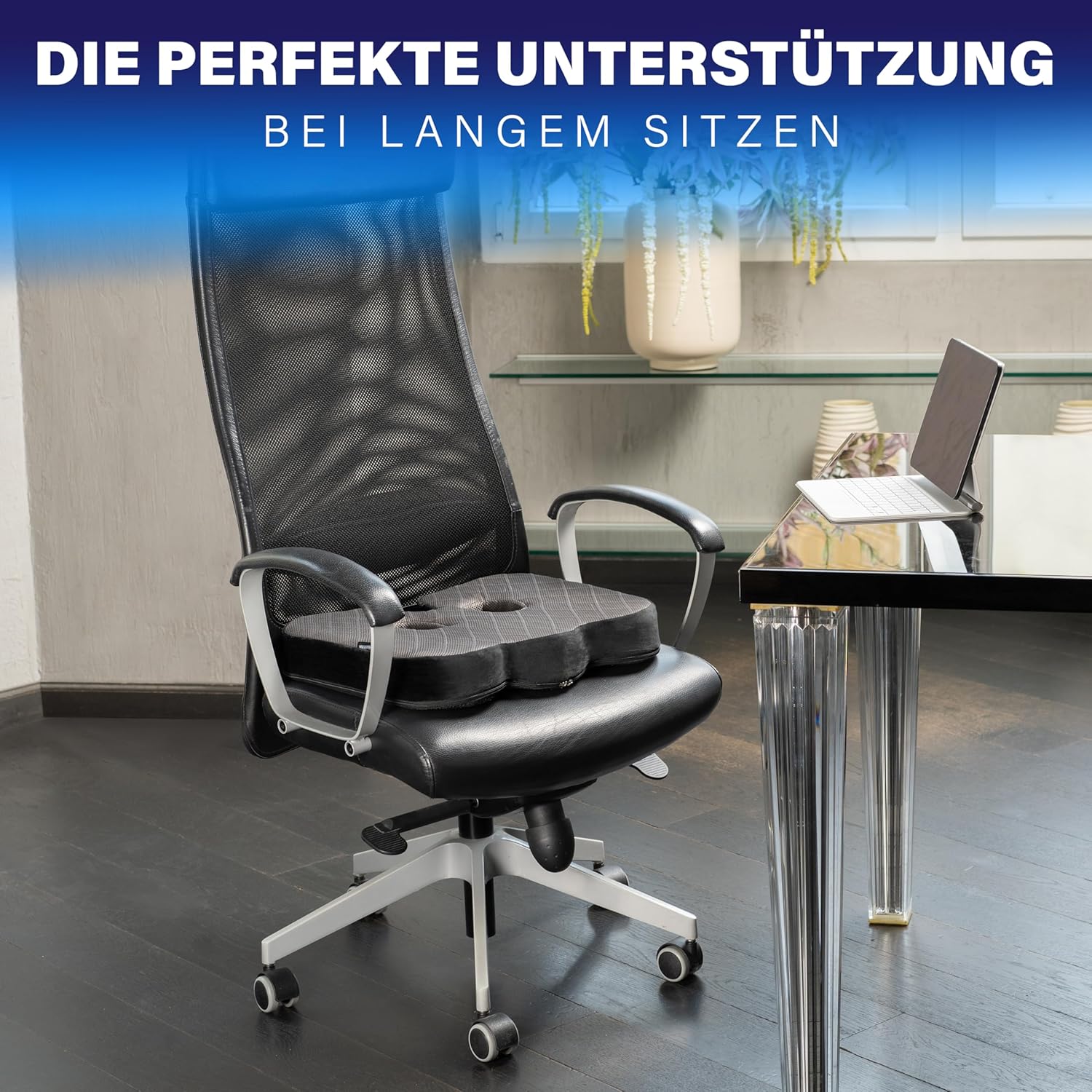 Orthopädisches Sitzkissen von Healthfix für Büro, Heimbüro usw. Ergonomisches Sitzen aus Memory-Schaum mit entlastender Funktion des Steißbeins und der Sitzknochen, erhöht den Sitzkomfort (mittel) – Bild 7