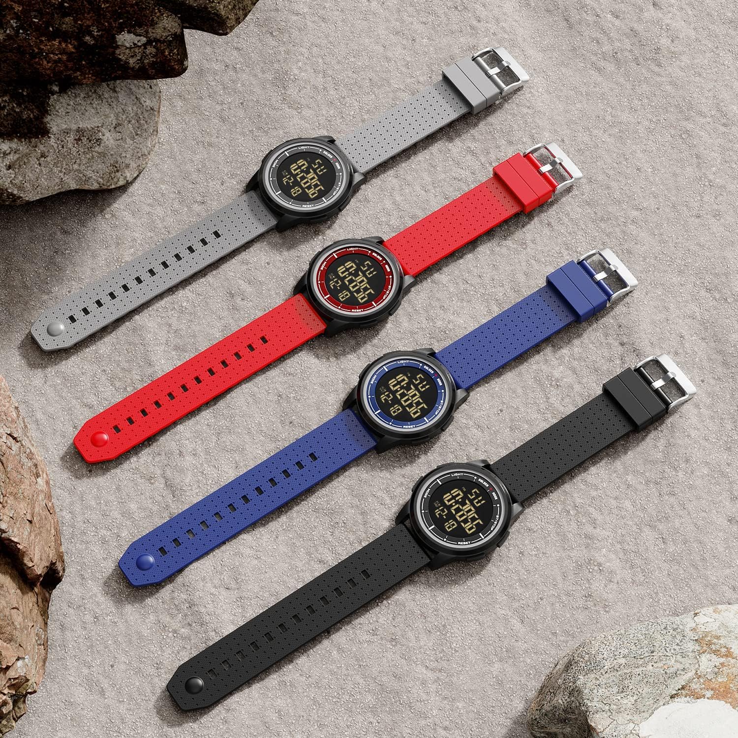 GOLDEN HOUR Sportuhr, ultradünne, minimalistische, wasserdichte Digitaluhren für Herren mit Weitwinkel-Metallgehäuse, hellem Display, Kautschukarmband, Uhr für Herren/Damen – Bild 6