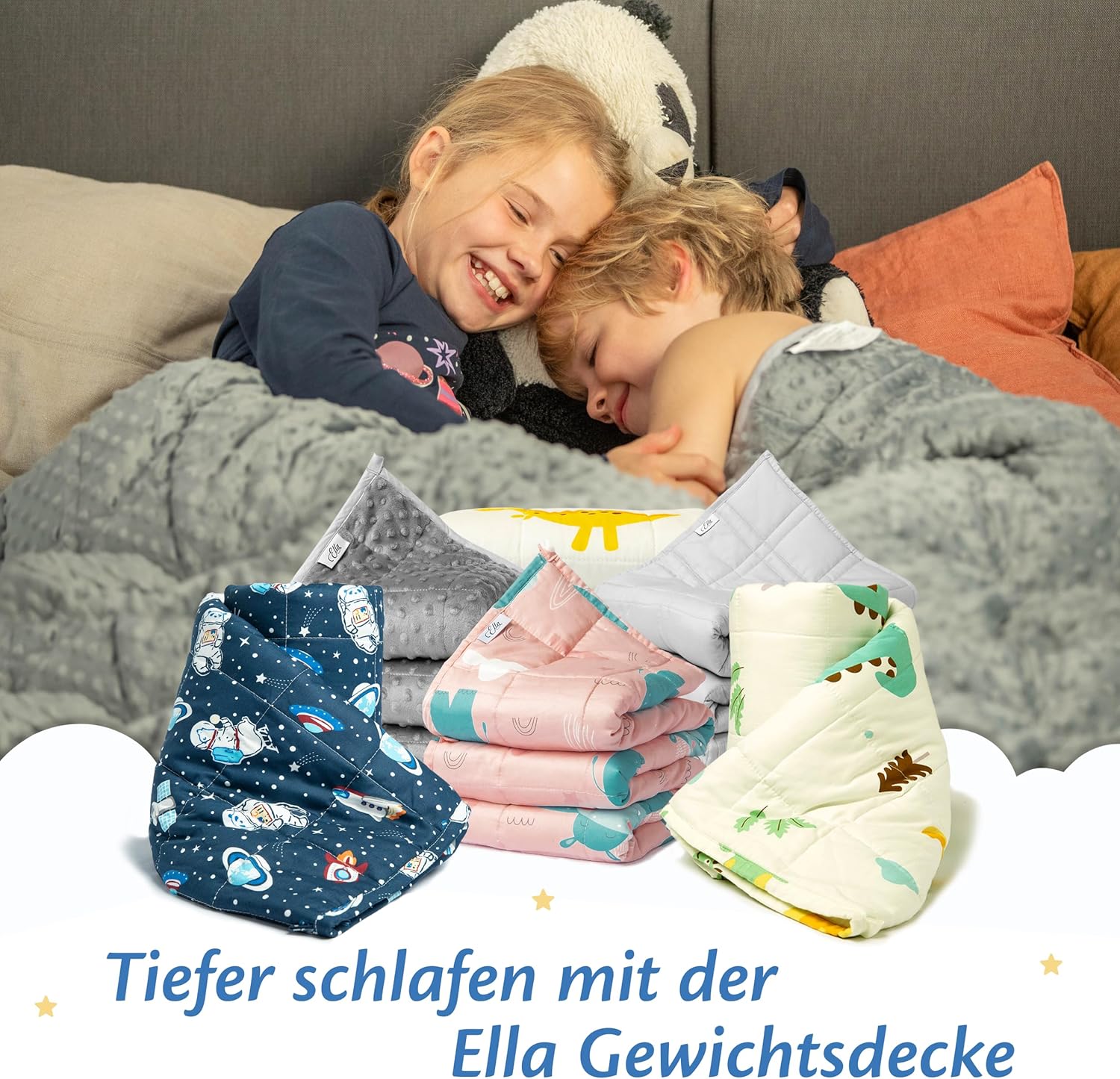 Ella Gewichtsdecke für Kinder, 3,2 kg, 100 x 150 cm – Therapiedecke zum Stressabbau und Angstzuständen, hypoallergene Glasperlen, weiche und kühlende Außenschicht aus Baumwolle für Kinder von 25–40 kg – graues Minky – Bild 8