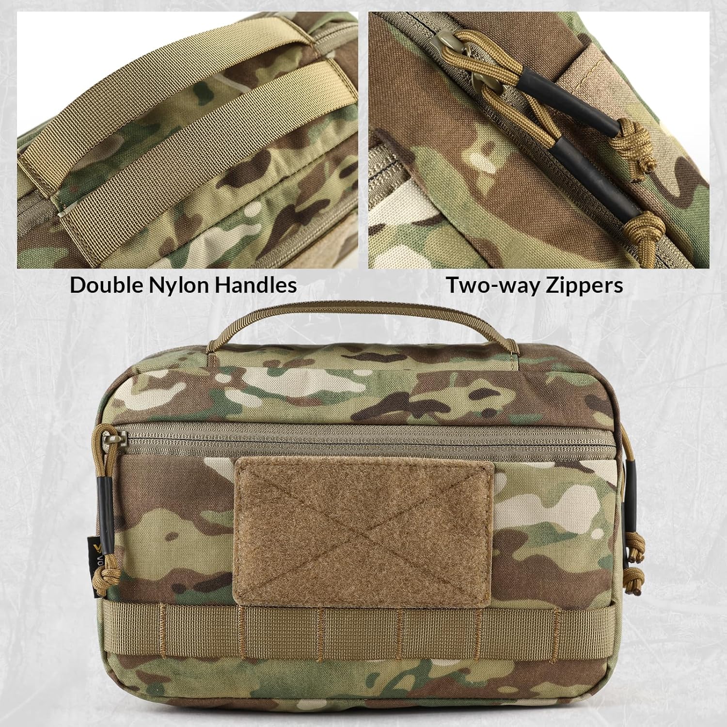 Taktische Kulturtasche für Männer, Hygienetasche, EDC-Militärwerkzeug, Molle-Tasche, Camping-Kulturbeutel, Kosmetiktasche, doppelte Reißverschlussöffnung, Make-up-Taschen und Koffer (CP)
