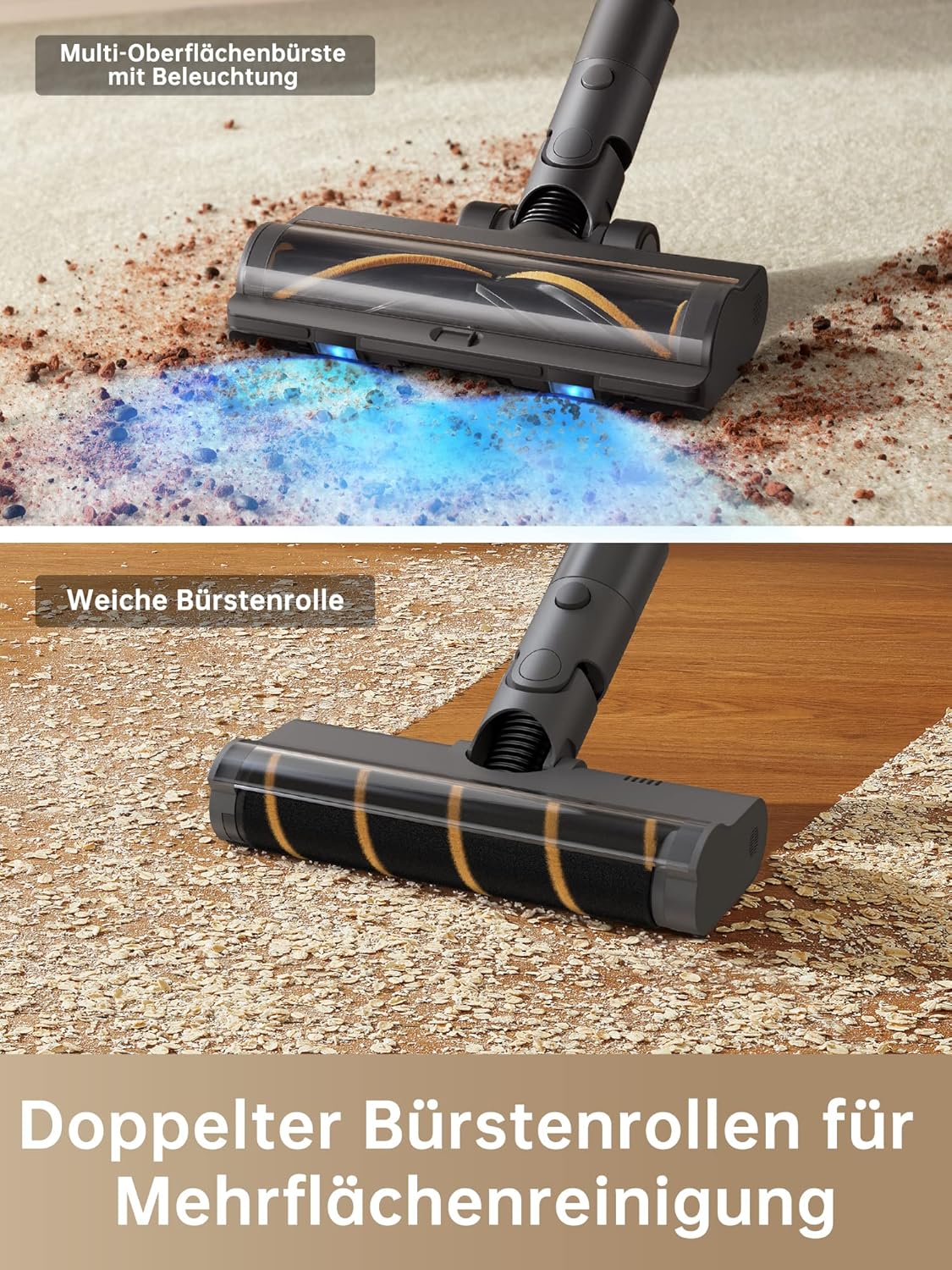 dreame R20 Kabelloser Staubsauger, 22.000 PA / 190 AW, starke Saugleistung, 90 Minuten lange Laufzeit, Schmutzerkennung, LED-Bildschirm, blaues LED-Licht, kein Verheddern, ideal für Tierhaare, Teppiche – Bild 5