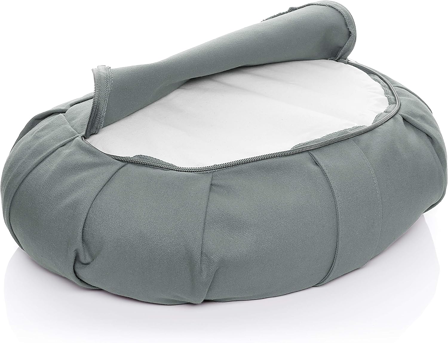 BODYMATE Halbmond-Yogakissen 42 cm lang, 30 cm breit und 15 cm hoch mit Buchweizenschalenfüllung – maschinenwaschbarer Bezug aus 100 % extra dicker Baumwolle – Meditationskissen – Sitzkissen – Bild 5