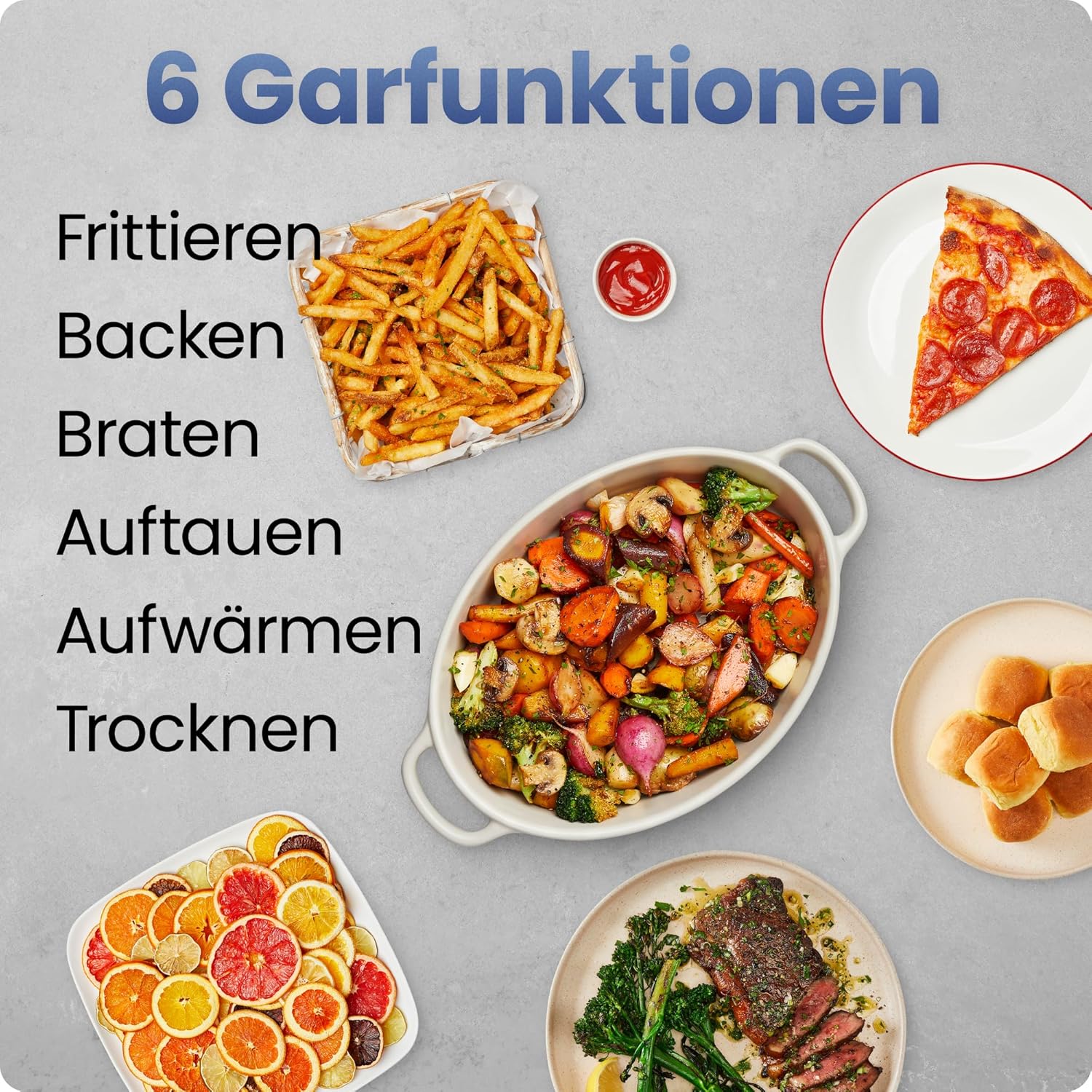 Chefman TurboFry Heißluftfritteuse, 8,5 l, 6-in-1-Hochleistungs-230 °C-XL-Korb mit Sichtfenster, Heißluftfritteuse, Backen, Grill, Aufwärmen, Flüssigkeitszufuhr, Auftauen, Schwarz – Bild 4