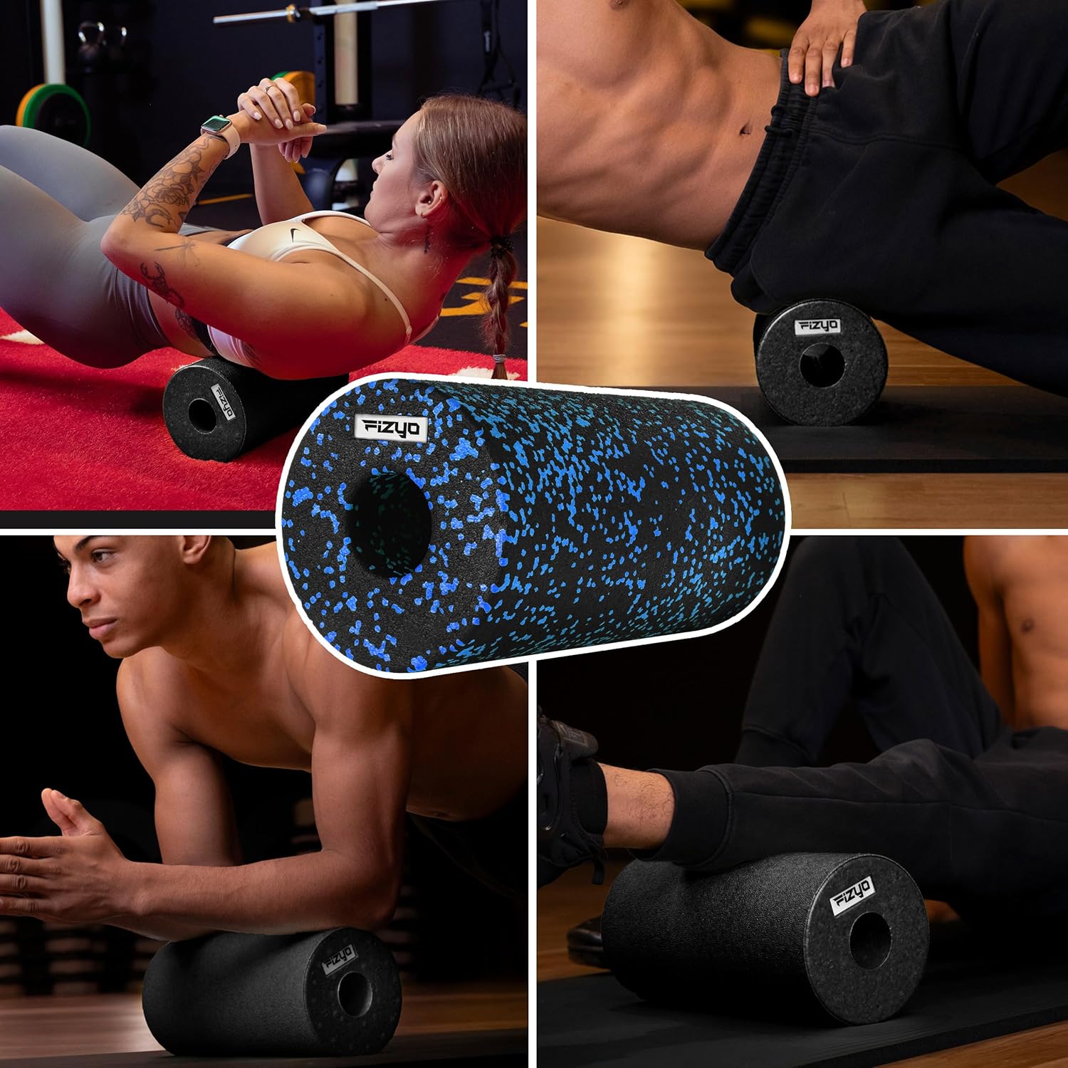 Fizyo Faszienrolle, Schaumstoffrolle aus EPP, mittelhart, 30 x 15 cm, zur Selbstmassage von Rücken & Wirbelsäule, Triggerpunktmassage, Pilates & Yoga, Fitness & Regeneration (Blau) – Bild 6