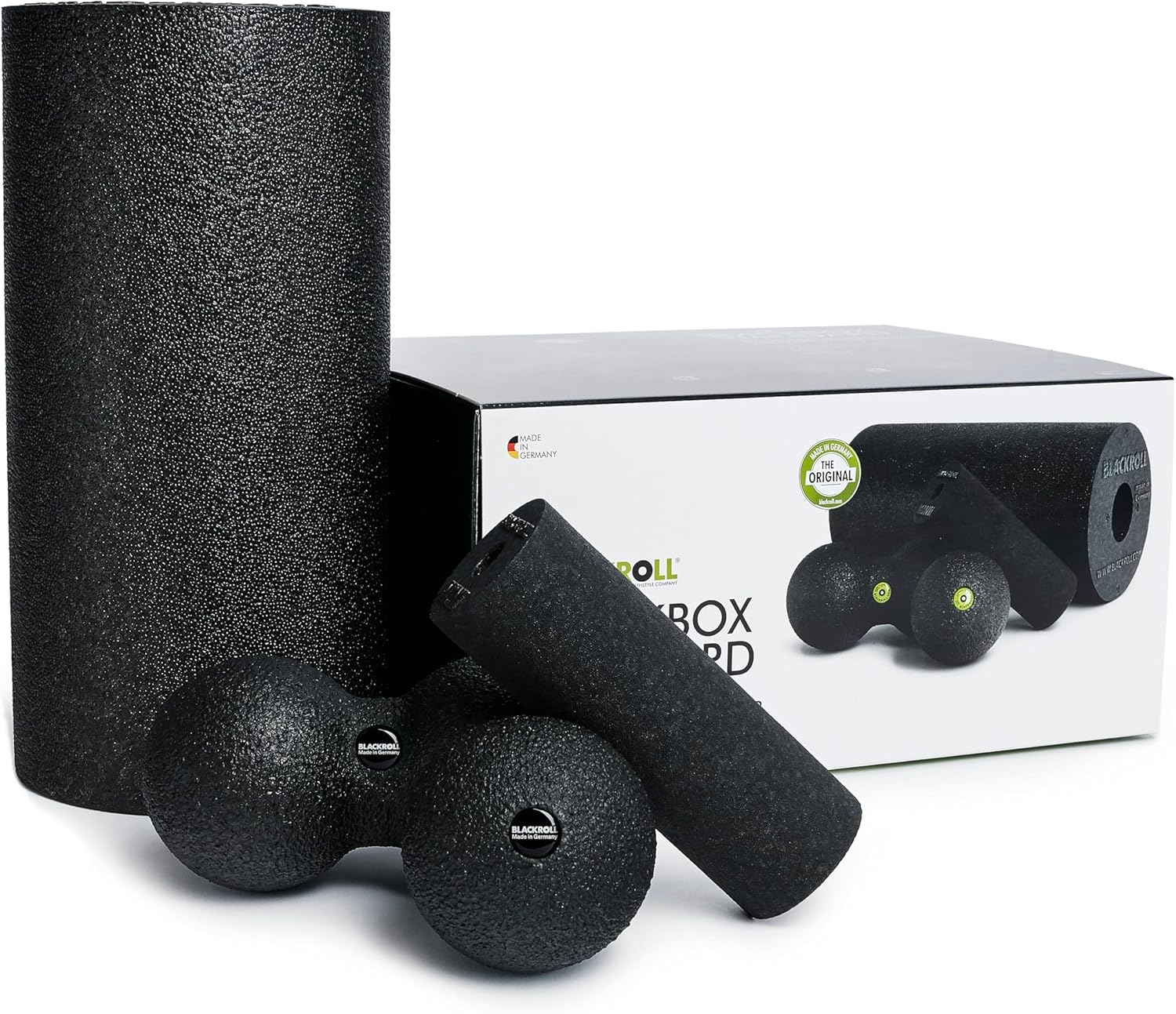 BLACKROLL Blackbox Faszien-Set bestehend aus Faszienrolle, Faszienball und Duoball. 2 Härtegrade verfügbar