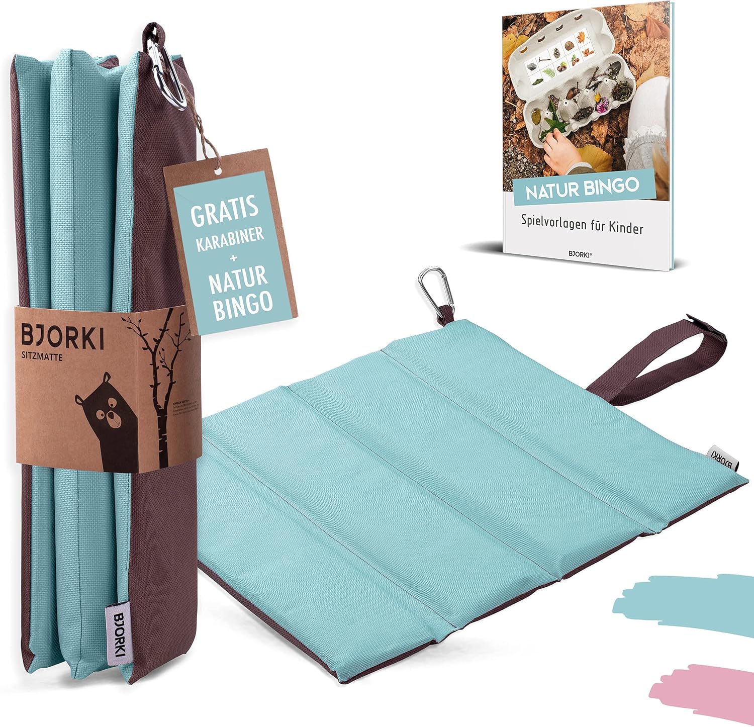 BJORKI® Kinder-Sitzkissen, faltbares Outdoor-Sitzkissen mit optimalem Kälte- und Nässeschutz, robuste Outdoor-Sitzauflage, das Thermo-Sitzkissen für Wandern, Stadion und unterwegs