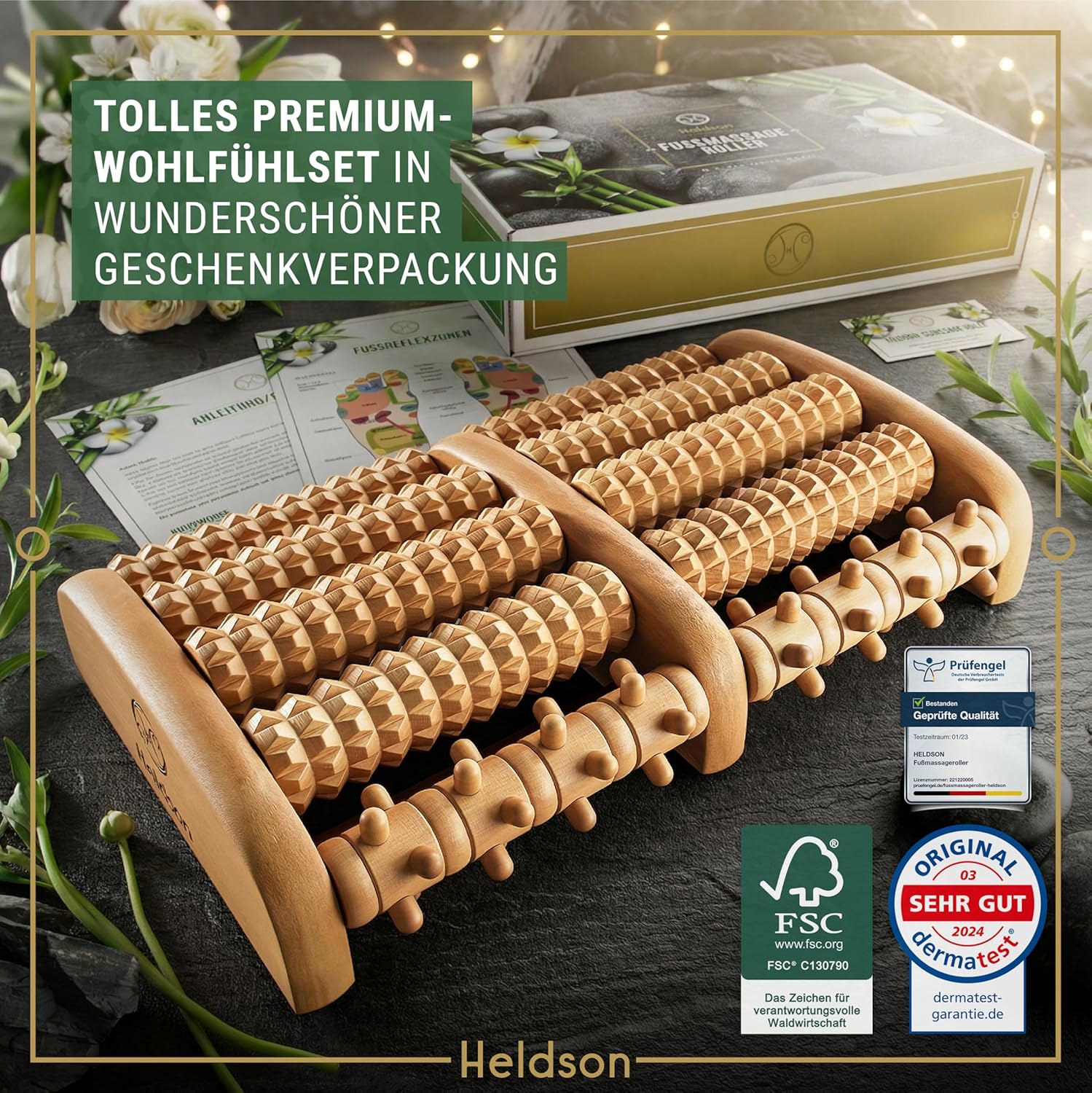 HELDSON Fußmassagerolle Holz – FSC100% – Fußmassagegerät – Massagerolle für Fußmassage – Fußmassagegerät – Fußmassagegerät – Fußmassagegerät – Fußmassagegerät für Füße – Fersensporn – Bild 3