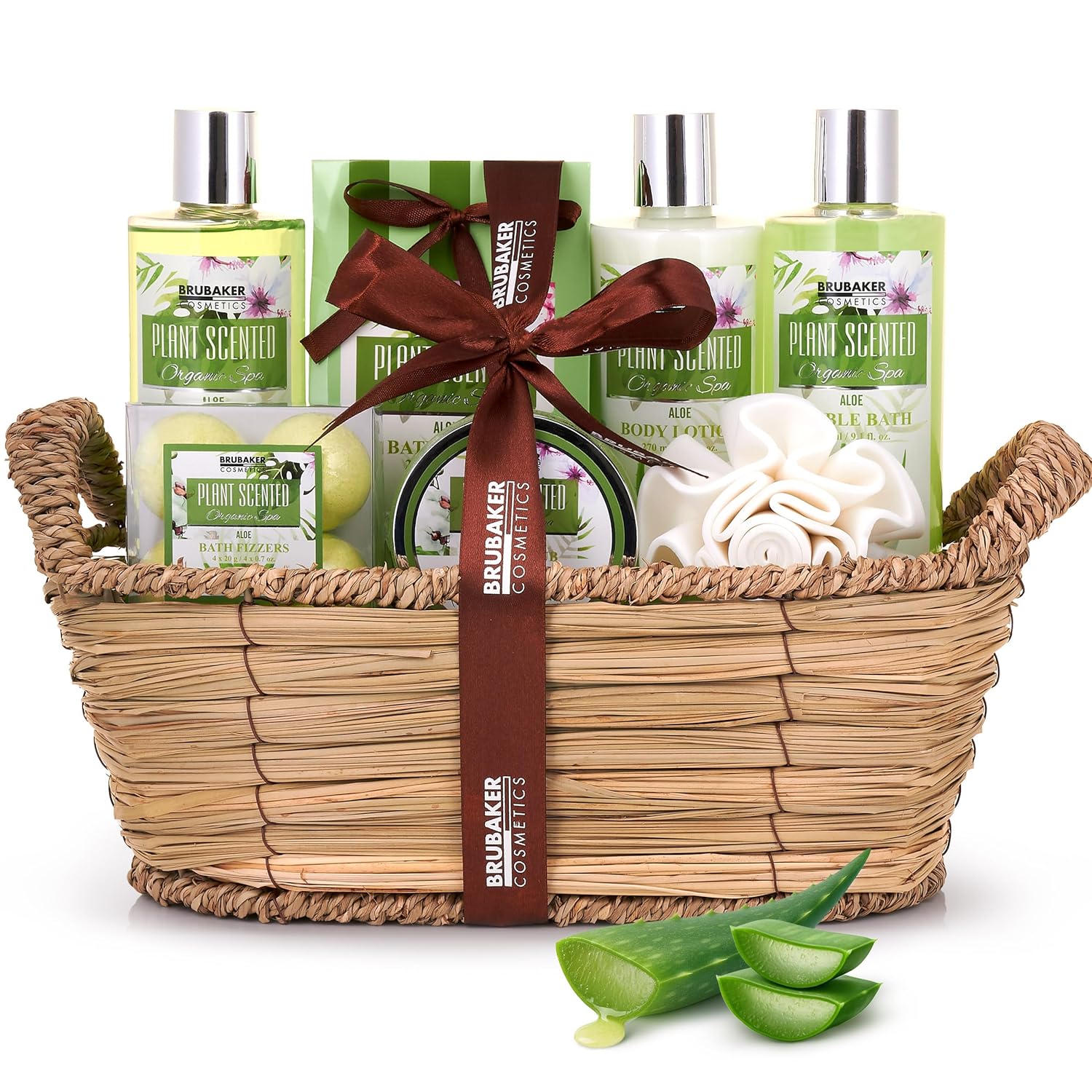 Brubaker Cosmetics Bade- und Duschset – Duft Aprikose, Granatapfel und Aloe Vera – 11-teiliges Geschenkset im Weidenkorb