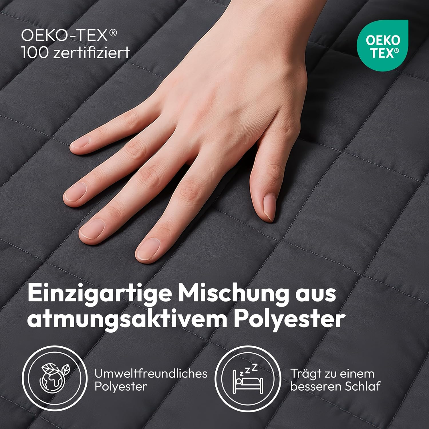 Gewichtsdecke 135 x 200 cm, 7 kg, schwere Bettdecke – Anti-Stress-Therapiedecke mit Glasdruckverteilung, schwere Gewichtsdecke für tiefen Schlaf und bessere Erholung, Einschlafhilfe für Erwachsene – Bild 3