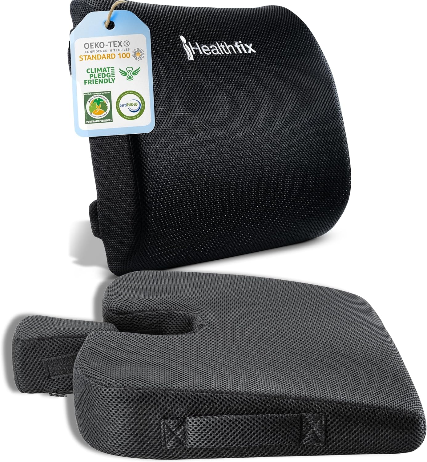 Ergonomisches Keilkissen und Lendenkissen von Healthfix – ideal für Büro und Heimbüro, verbessert die Sitzhaltung, lindert Sitzschmerzen und erhöht den Komfort