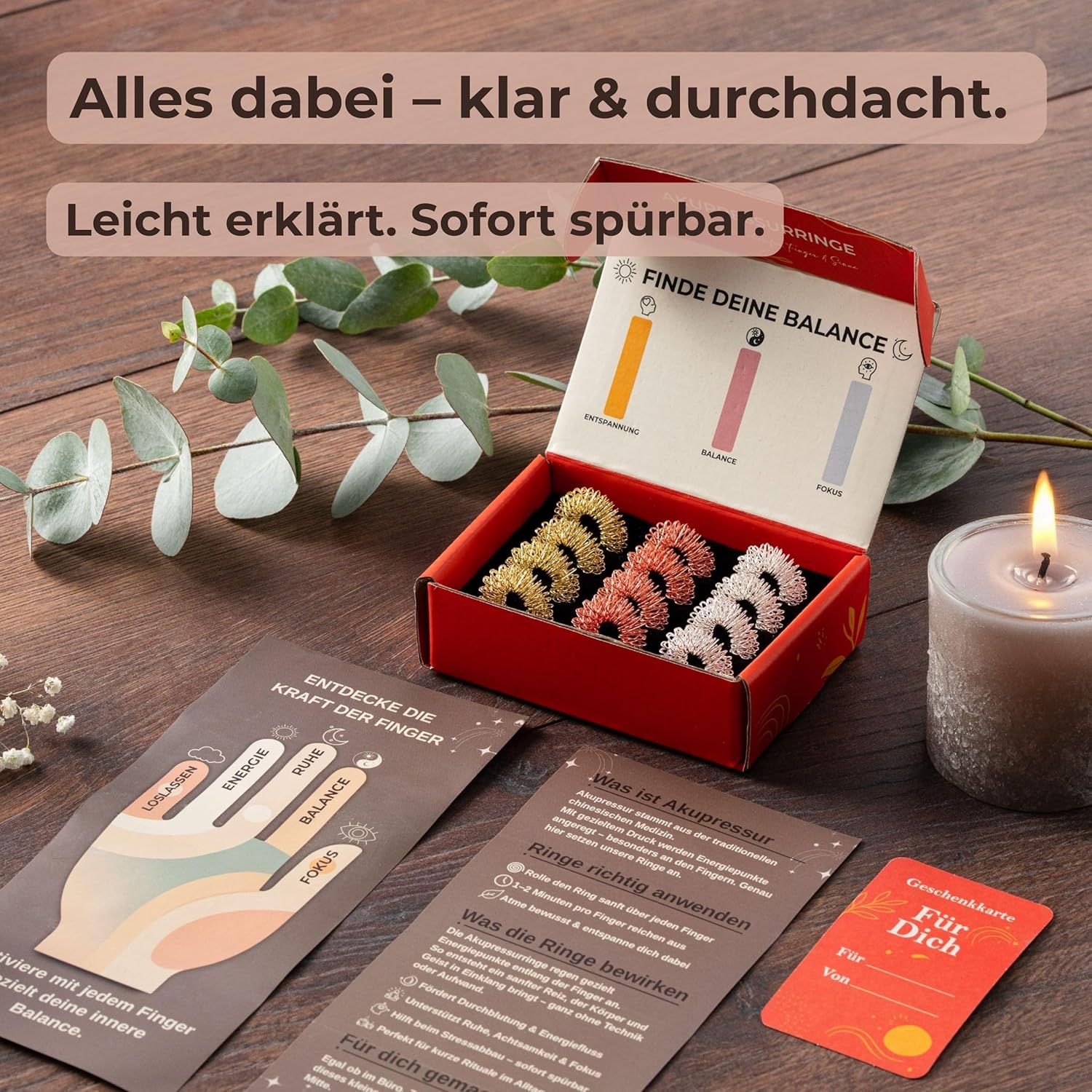MS Lemberg Anti-Stress-Akupressurring-Set – Fingermassageringe für Entspannung, Konzentration und Achtsamkeit – Zappelring – 12 Therapie-Massage-Stressringe für Stressabbau, Geschicklichkeit und Wellness-Geschenk – Bild 2