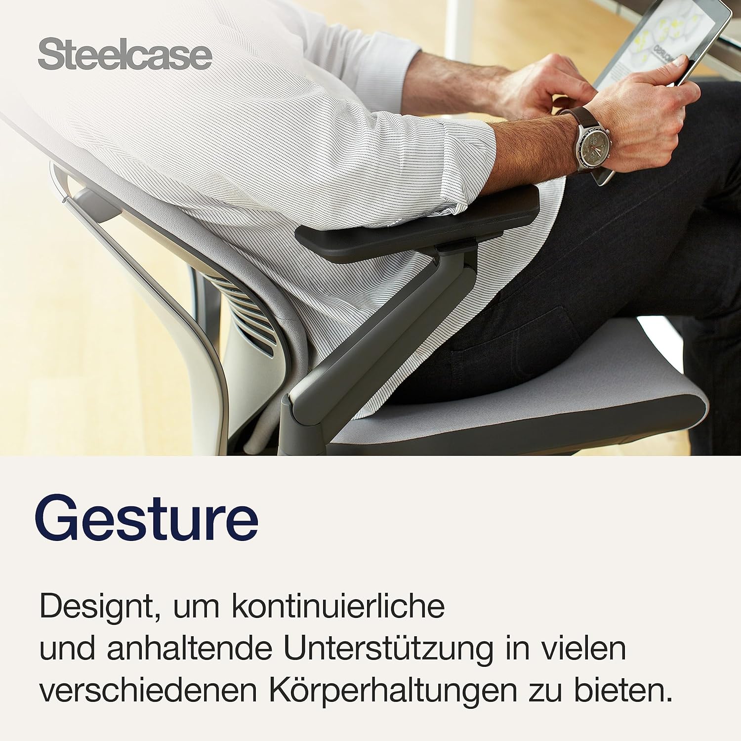 Steelcase Gesture Bürostuhl mit Bezug in Trüffel mit Kopfstütze – Bild 4