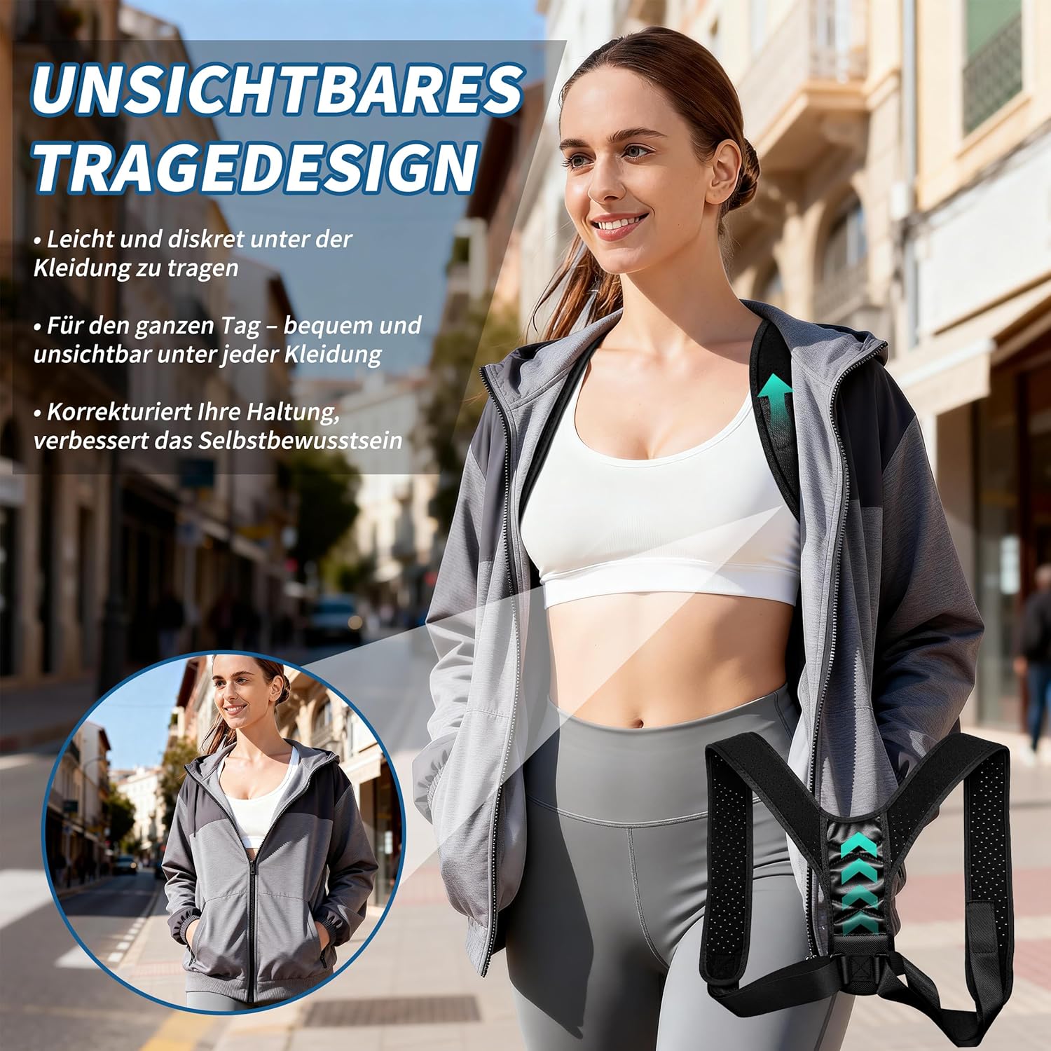 Rückenhaltungstrainer zur Haltungskorrektur für Männer und Frauen, atmungsaktiver Haltungskorrektor & verstellbarer Rückenstützgürtel für Haltung, Rückenstütz-Glätteisen – Bild 6