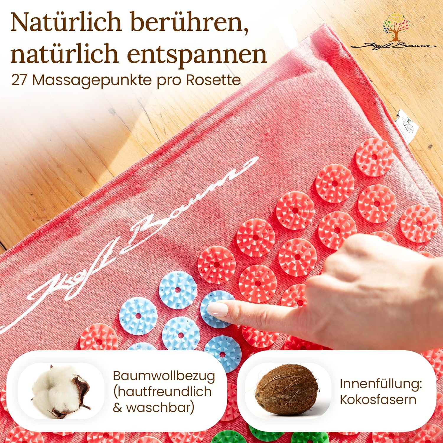 Akupressurmatte mit VitaSpike™-Technologie, Set mit Kissen & Tasche, Rücken-, Nacken- & Stressabbau, Baumwolle & Kokosfaser, Nadelmatte, Fakirmatte, Rückenschmerzen – Bild 3