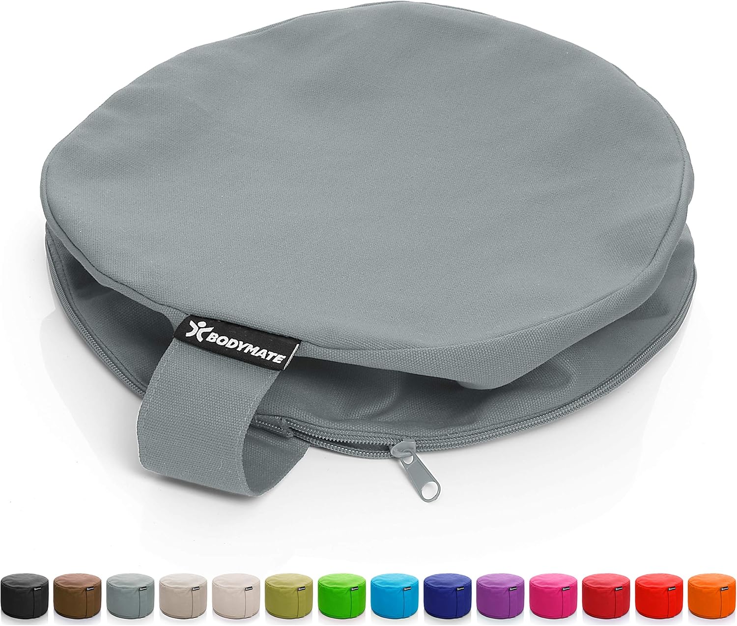 BODYMATE rundes Yogakissen 31cm Durchmesser 13cm hoch mit Buchweizenfellfüllung – maschinenwaschbarer Bezug aus 100% extra dicker Baumwolle – Meditationskissen – Sitzkissen – Bild 9
