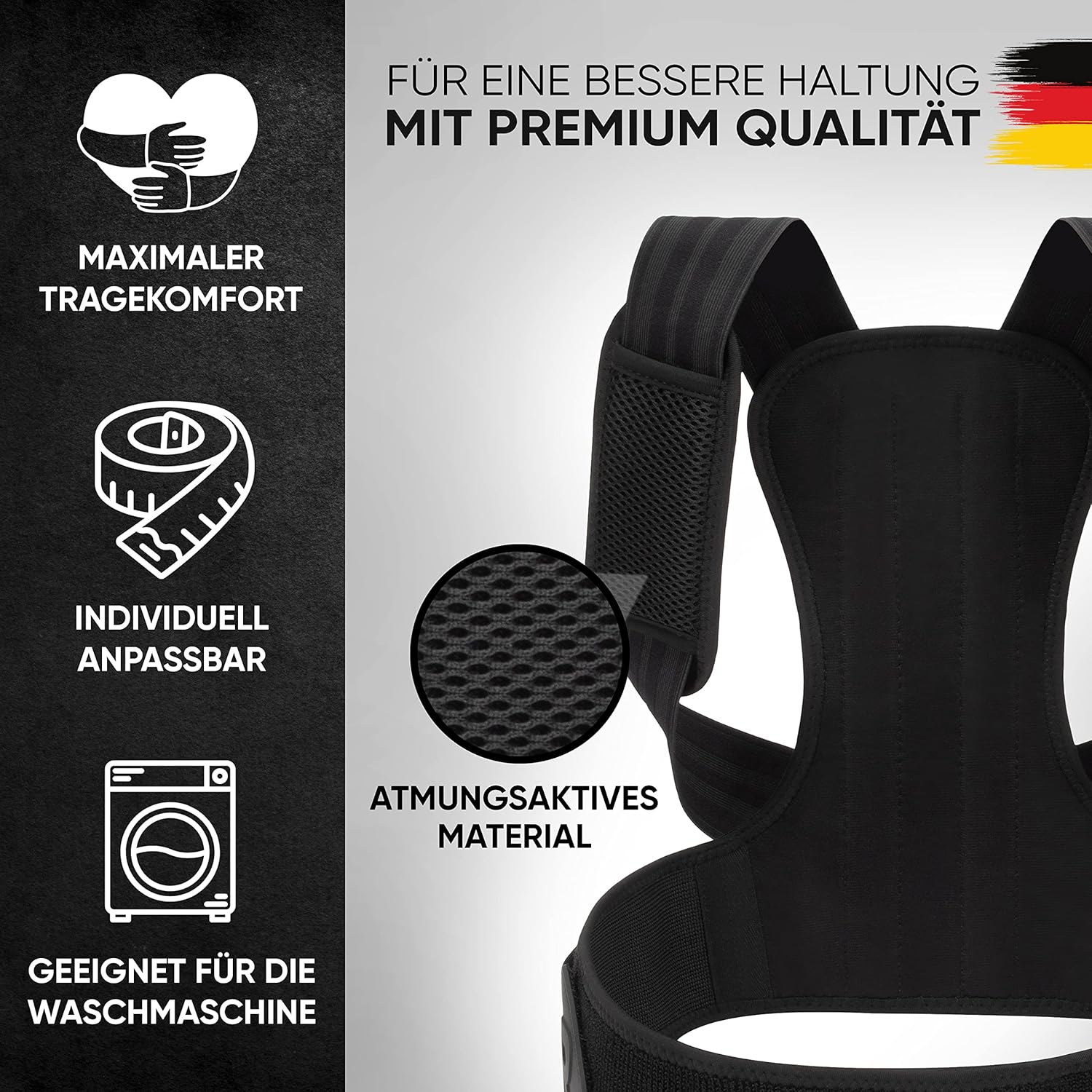 Haltungskorrektur für Männer und Frauen, 3-in-1-Rückenglätter und Rückenstütze für perfekte Haltung und Schulterschmerzen, verstellbarer Schultergurt mit Fitnessband und Premium-Videokurs (M) – Bild 2