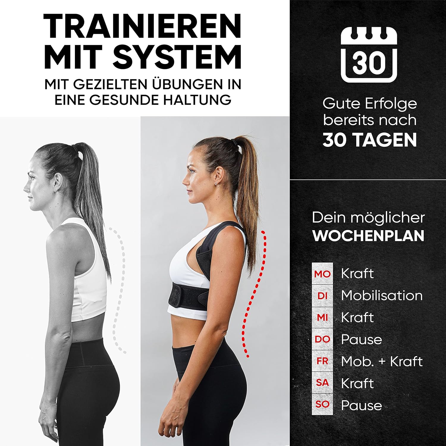 Haltungskorrektur für Männer und Frauen, 3-in-1-Rückenglätter und Rückenstütze für perfekte Haltung und Schulterschmerzen, verstellbarer Schultergurt mit Fitnessband und Premium-Videokurs (M) – Bild 7