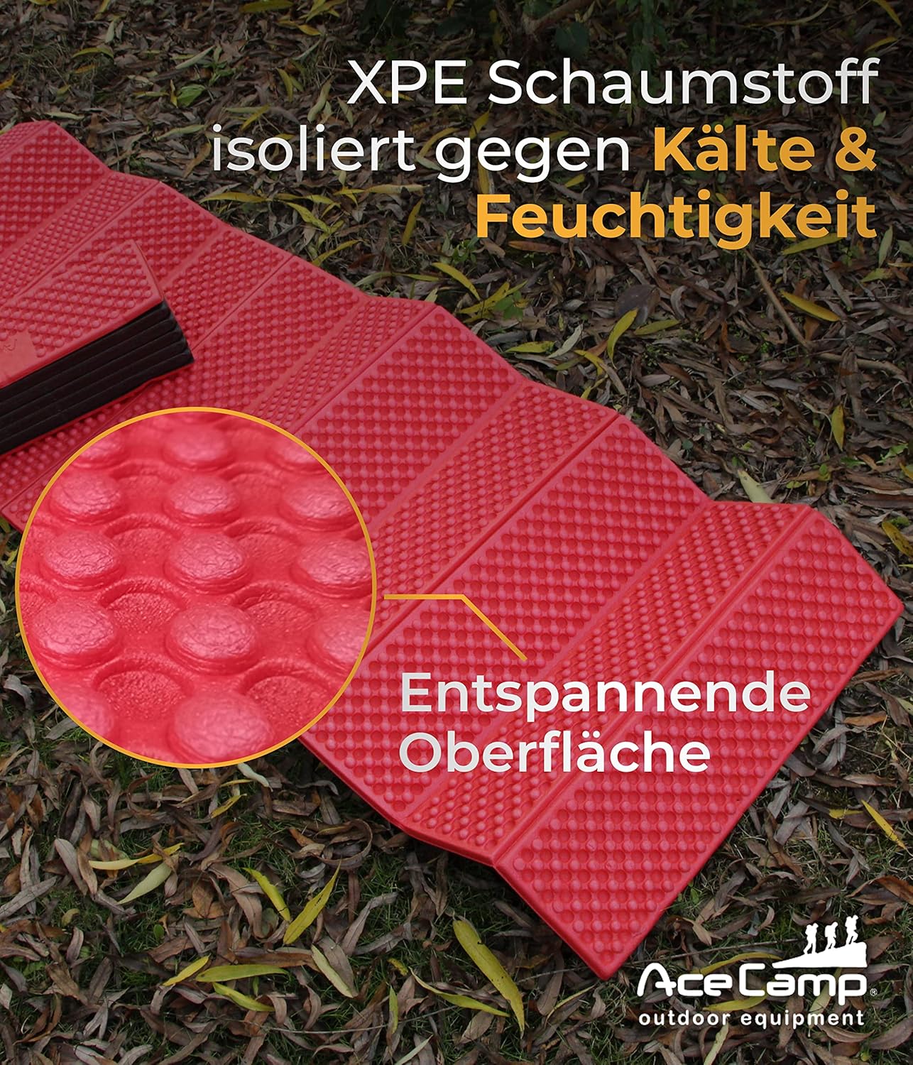 Tragbare Schaumstoff-Schlafmatte von AceCamp, durchgehende Akkordeon-Schlafmatte für Camping und Wandern, leicht, weich und kompakt, Kissen für Schlafsack, Komfort, Zelt, felsiges Gelände – Bild 4