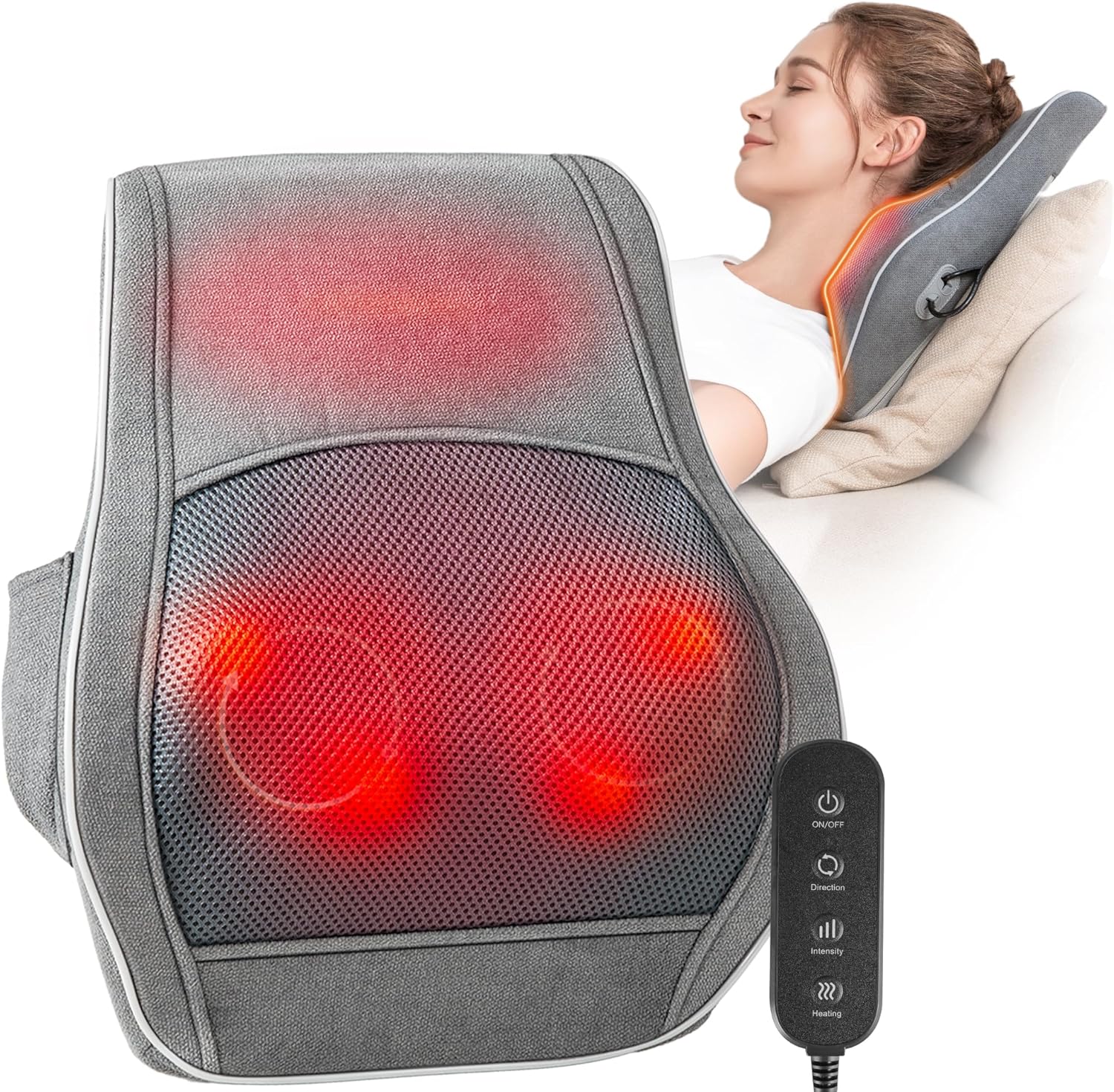 Brelley Massagegerät, Nackenmassagegerät mit Wärme, Shiatsu-Rückenmassagegerät mit 3D-Tiefengewebemassagegerät für Nacken, Rücken, Beine – Geschenke für Frauen, Männer und Eltern