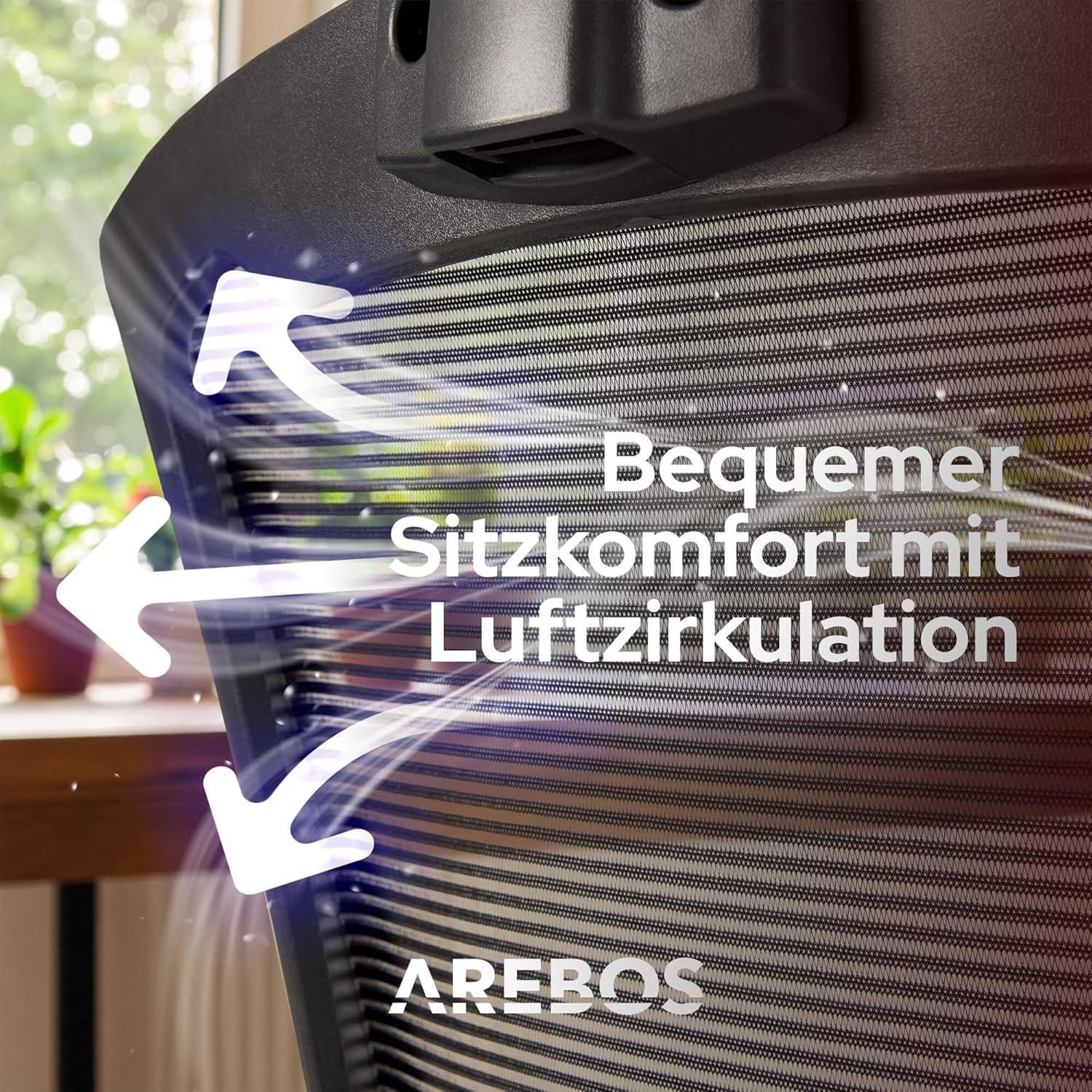 Arebos Ergonomischer Bürostuhl, Schreibtischstuhl mit verstellbarer Kopfstütze, Armlehnen, Lordosenstütze, Drehstuhl, Wippfunktion, Netz-Chefsessel, rückenschonend, Bürostuhl 136 kg – Bild 6
