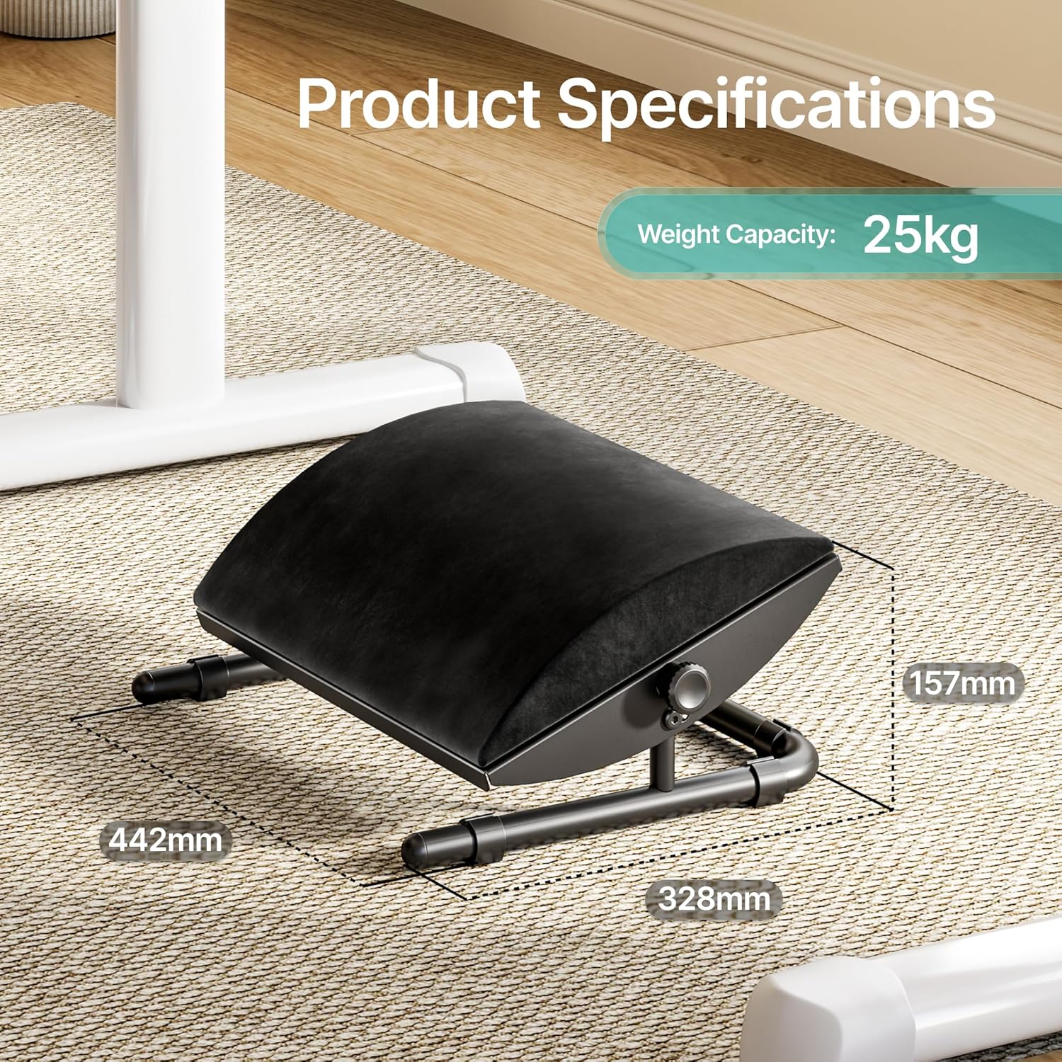 PEGZONE Fußstütze für den Arbeitsplatz unter dem Schreibtisch, ergonomische Fußstütze mit verstellbarem Neigungswinkel, Fußhocker für unter dem Bürostuhl, Ruhestuhl für Heimarbeit und Studium – Bild 9