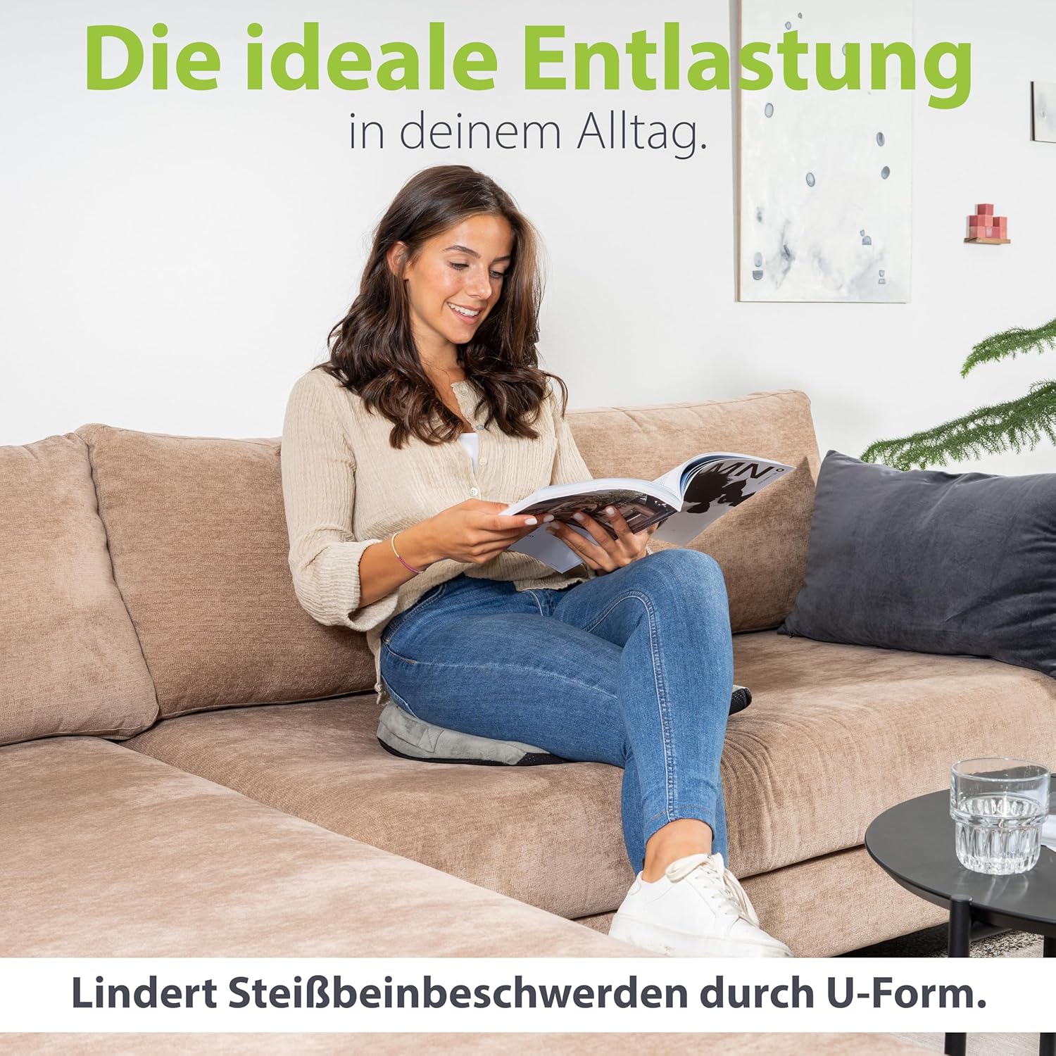 Feela. Orthopädisches Keilkissen (3 Härtegrade) – Haltungskorrektur aus Memory-Schaum für mehr Sitzkomfort und Linderung von Ischias – ideales Sitzkissen für Stuhl für Büro und Sofa (mittel) – Bild 5