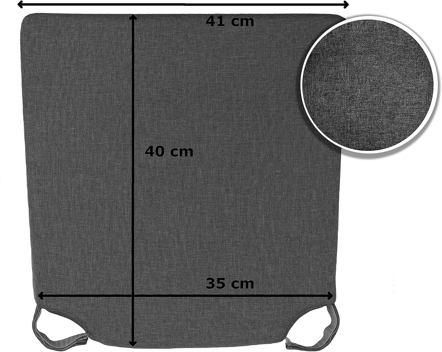 sunnypillow 4er-Set Stuhlkissen mit Befestigung, Kissen für Stühle – Innen/Außen – Sitzkissen – Maße: 42 (vorne) | 35 (Rückseite) x 40 x 5 cm – Anthrazit – Bild 4