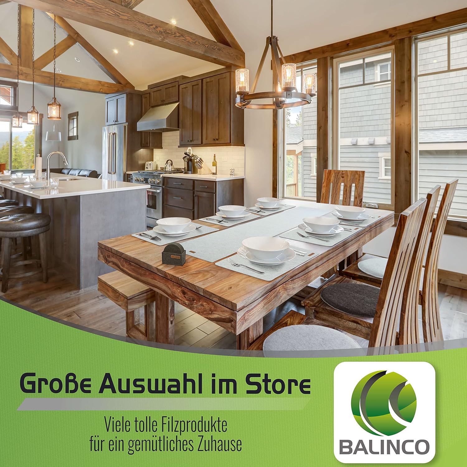 Balinco Runde Sitzkissen, 4er-Set, Stuhlkissen aus Filz, zweifarbig Anthrazit & Hellgrau, waschbare Filzkissen für Esszimmer, Gartenstuhl, Hocker & Bank – Bild 9