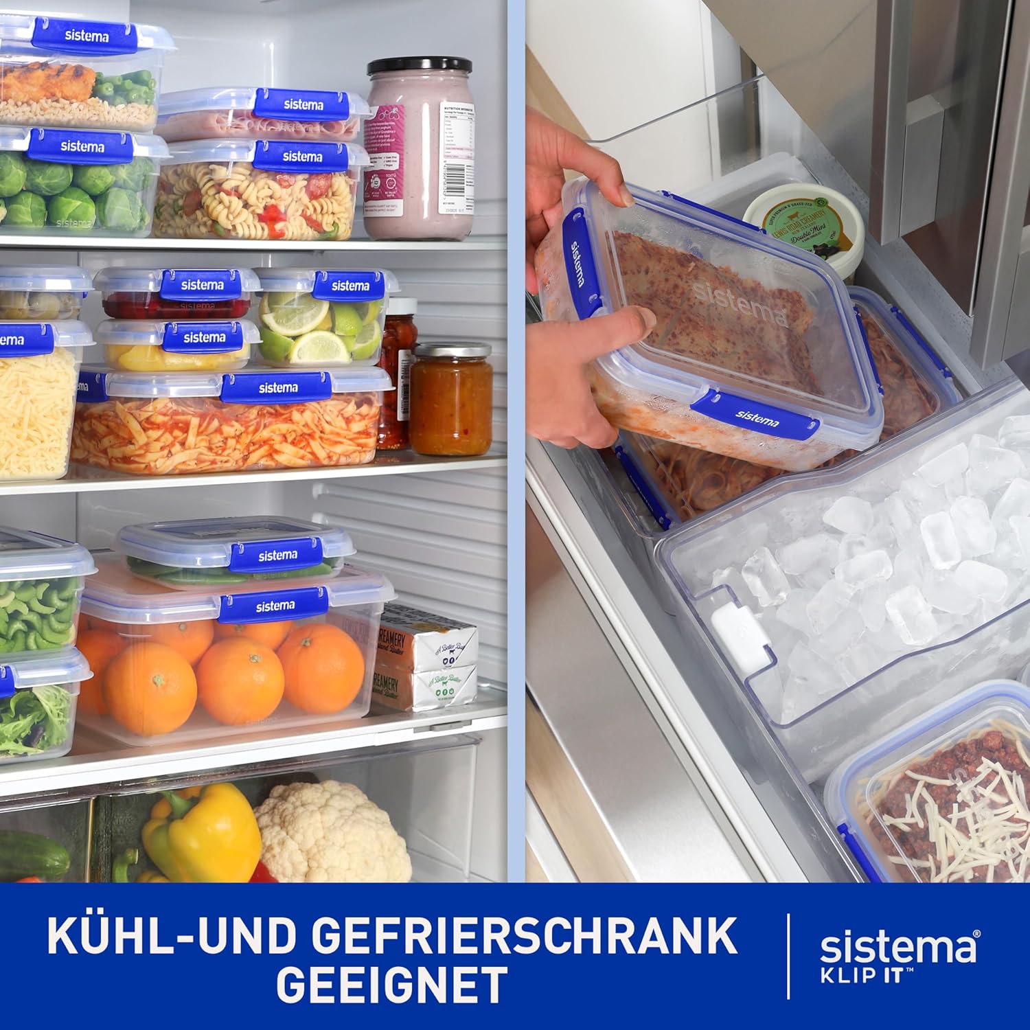 Sistema Frischhaltedosen | Behälter für die Zubereitung von Mahlzeiten mit Deckel, Lunchboxen, Snackbehälter und mehr | Stapelbar und luftdicht | BPA-frei | 20 Stück – Bild 5