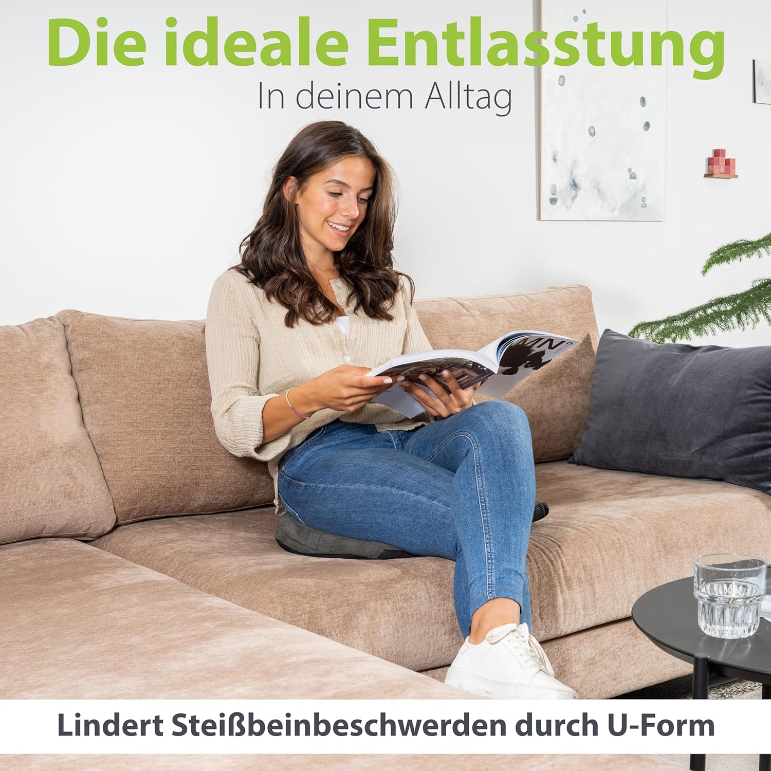 Feela. Orthopädisches Keilkissen (3 Härtegrade) – Haltungskorrektur aus Memory-Schaum für mehr Sitzkomfort und Linderung von Ischias – ideales Sitzkissen für Stuhl für Büro und Sofa (mittel) – Bild 5