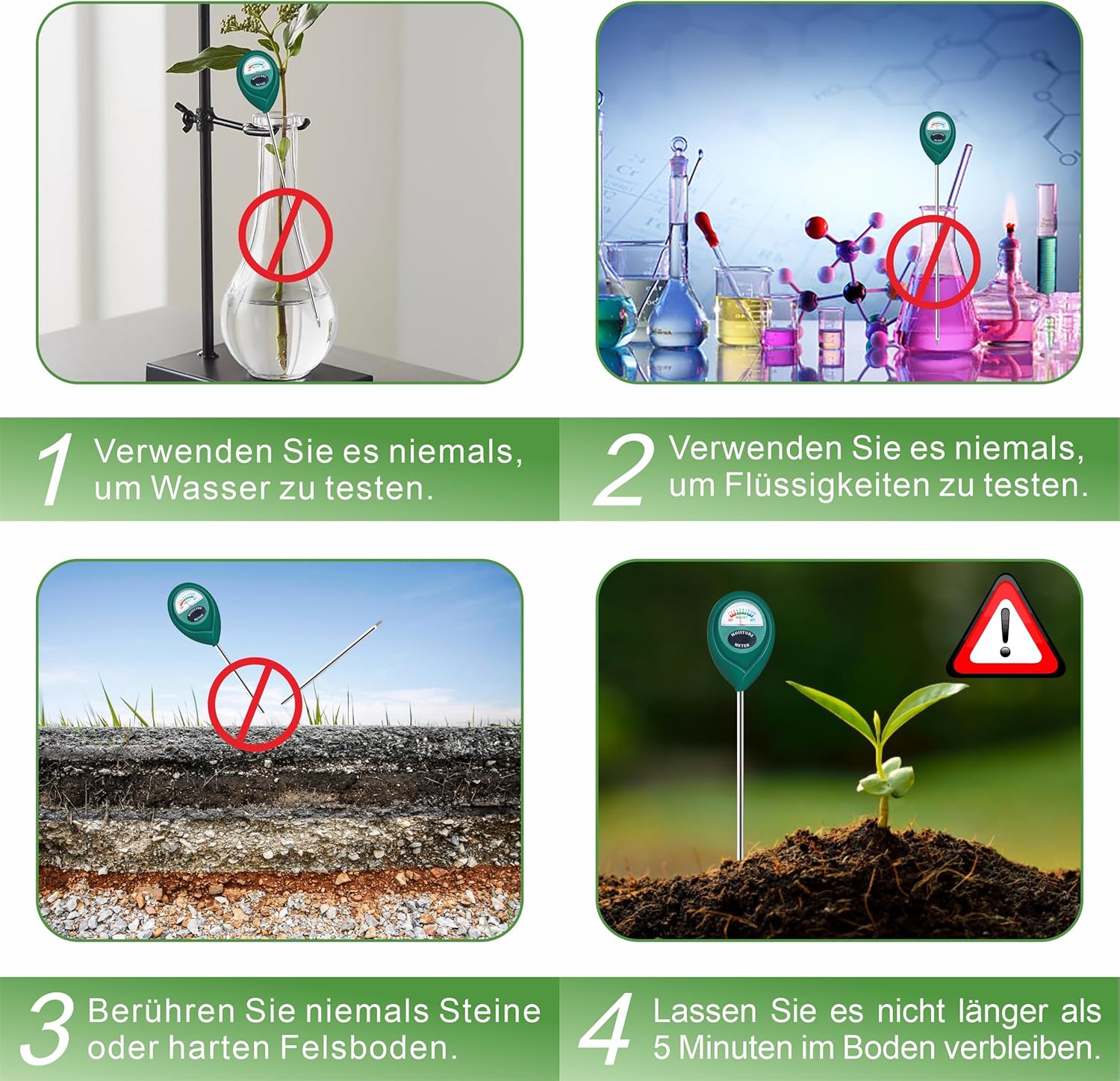 Lange Sonde für den tiefen Einsatz, Bodenfeuchtemessgerät, Bodenfeuchtemessgerät, Hygrometer für Garten und Landwirtschaft, Bodentester, keine Batterien erforderlich – Bild 5