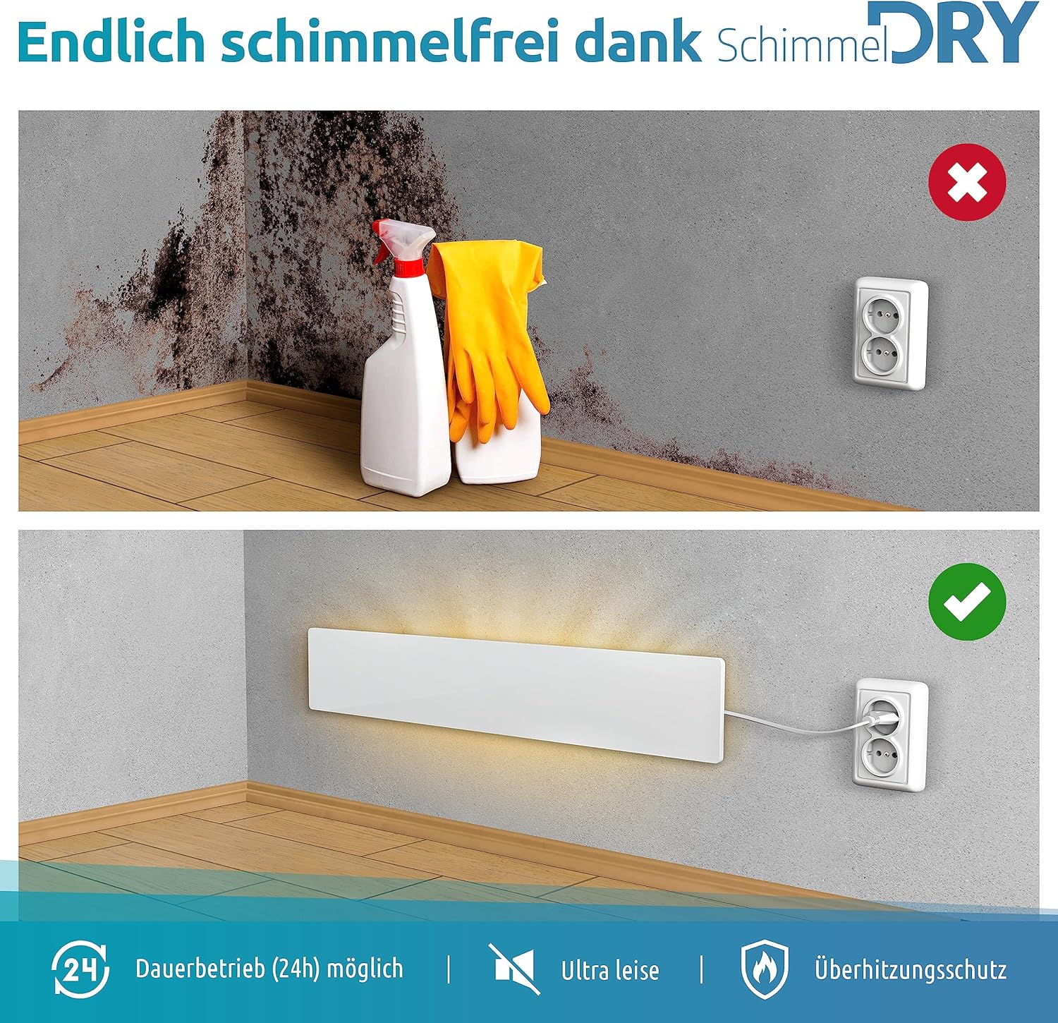 ELIAS Schimmel-Trockenschimmelentferner, Wand und Badezimmer, keine Chemikalien, für immer schimmelfrei, Alternative für den Innenbereich zu Schimmelspray und Schimmelfarbe, weiß, schimmelhemmend für jeden Raum – Bild 2