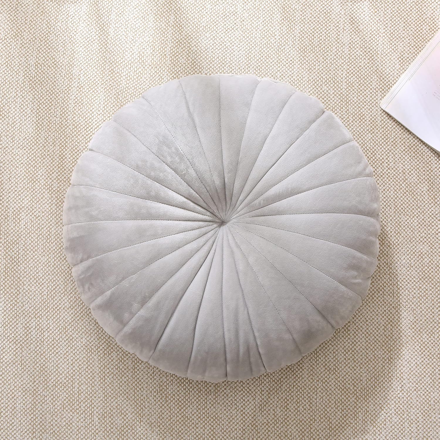 Bodenkissen, Meditationskissen, rund, großes Bodenkissen, Sitzkissen für Erwachsene, samtdickes Bodenkissen für Yoga, Wohnzimmer, Balkon, Outdoor, Tatami, 40 cm (grau) – Bild 4