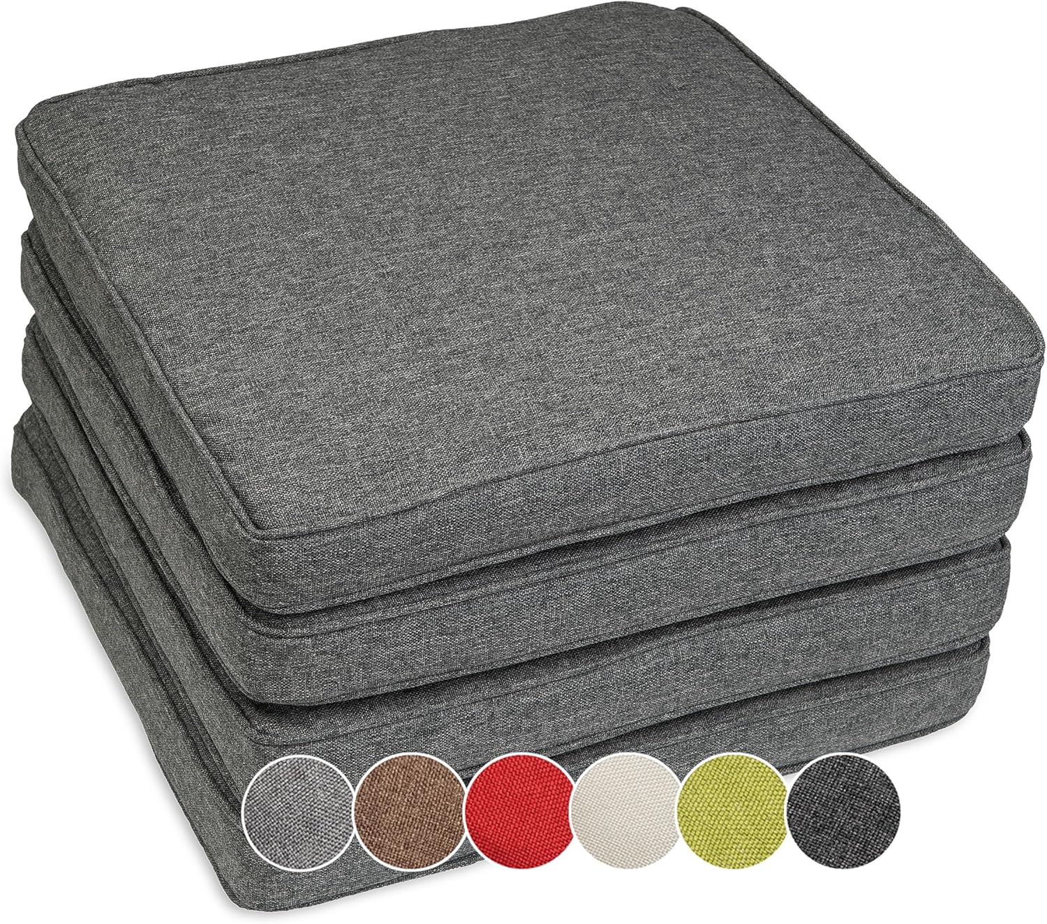 sunnypillow 4er Set Stuhlkissen, wasserfest, UV-lichtecht, 45 x 45 x 5 cm, Polsterkissen für Stühle/Bänke, Sitzkissen, Stuhlkissen für Haus und Garten, Indoor/Outdoor, Anthrazit