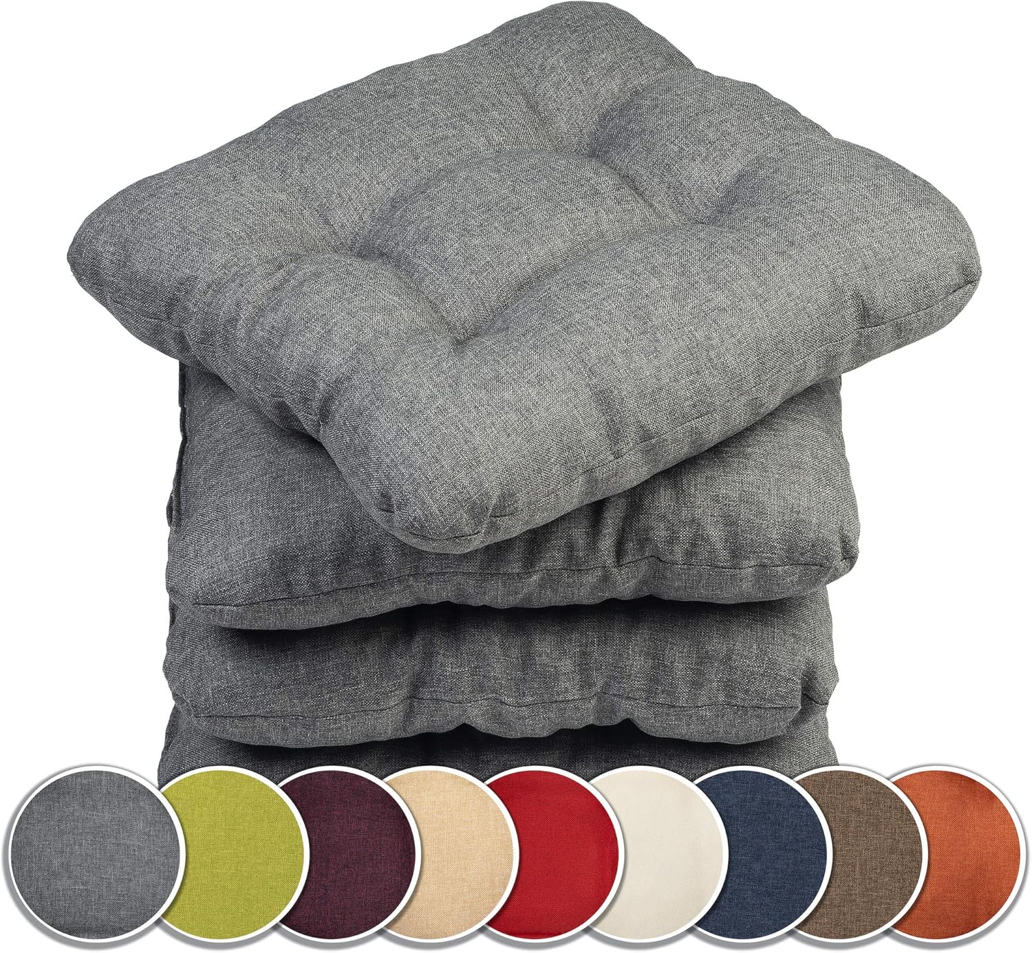 sunnypillow 4er Set Stuhlkissen 45 x 45 cm, bequeme 8 cm Auflage für Stühle/Bänke in Haus und Garten, Sitzkissen, Sitzkissen, Gartenkissen, viele Farben zur Auswahl, Grau
