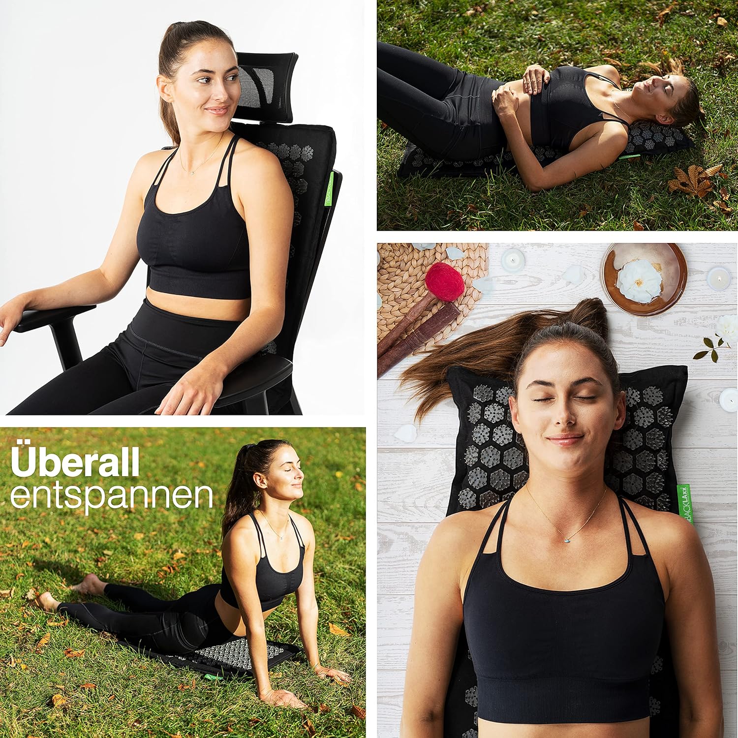 BACKLAXX Akupressurmatte mit Kissen für Fortgeschrittene (extreme Stimulation) | Akupunkturmatte mit Spikes zur Massage mit Tuch & Tasche | Akupressurmatte für Nacken, Schulter und Rücken – Bild 7