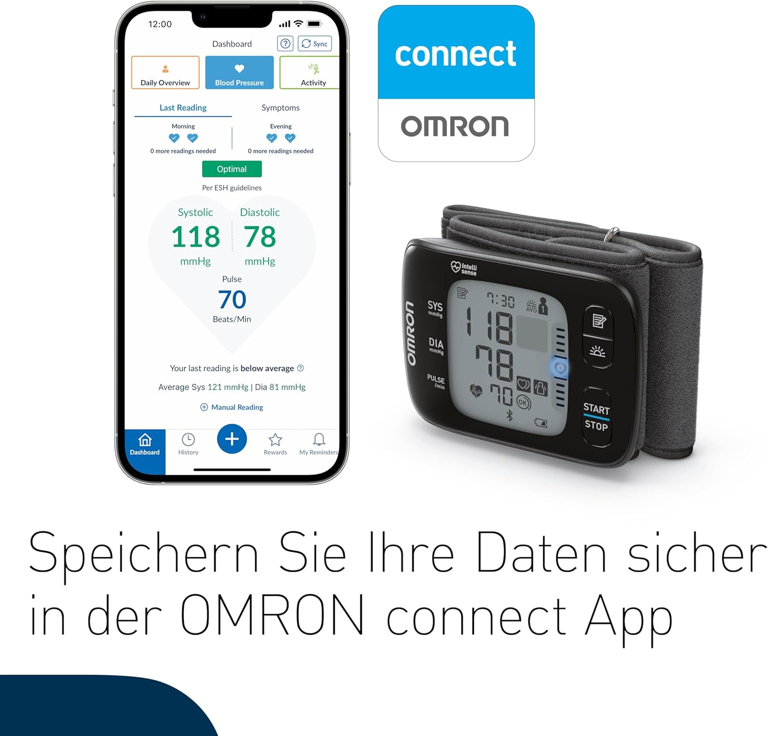 OMRON RS7 Intelli IT, digitales Handgelenk-Blutdruckmessgerät, Testsieger Stiftung Warentest 09/2020, klinisch validiert – auch bei Adipositas, Bluetooth- und Smartphone-kompatibel – Bild 3